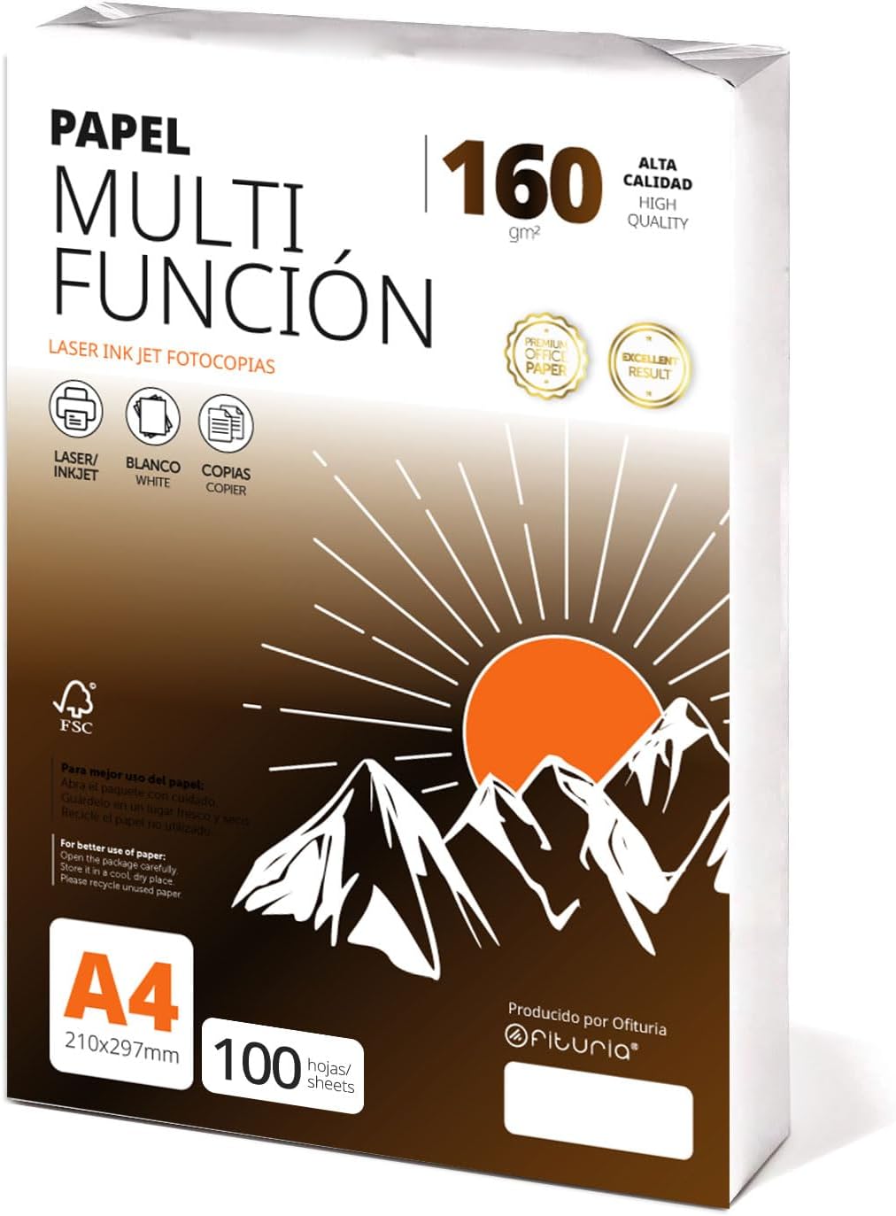 Foglio A4 160 g, 100 fogli – carta multiuso per stampa, ufficio e scuola