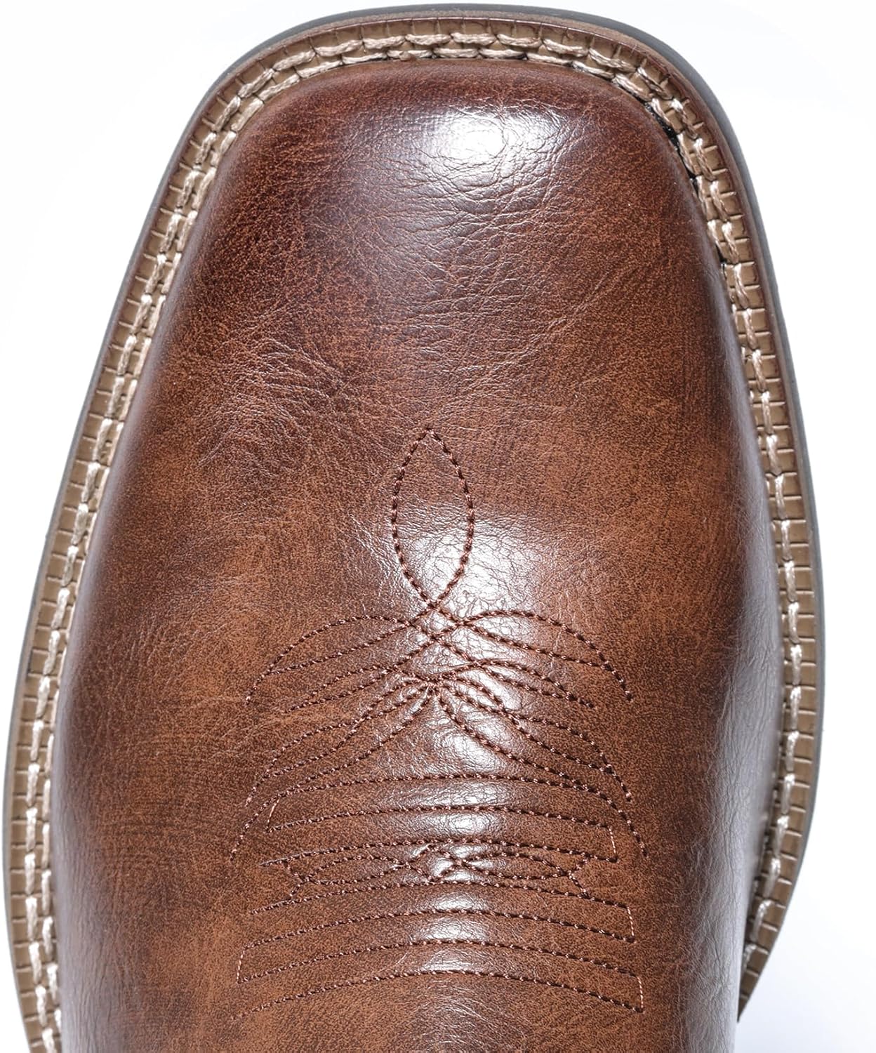 Detalle 2 de IUV Cowboy Boots for Men, Wide Square Toe, Embroidered Western Style