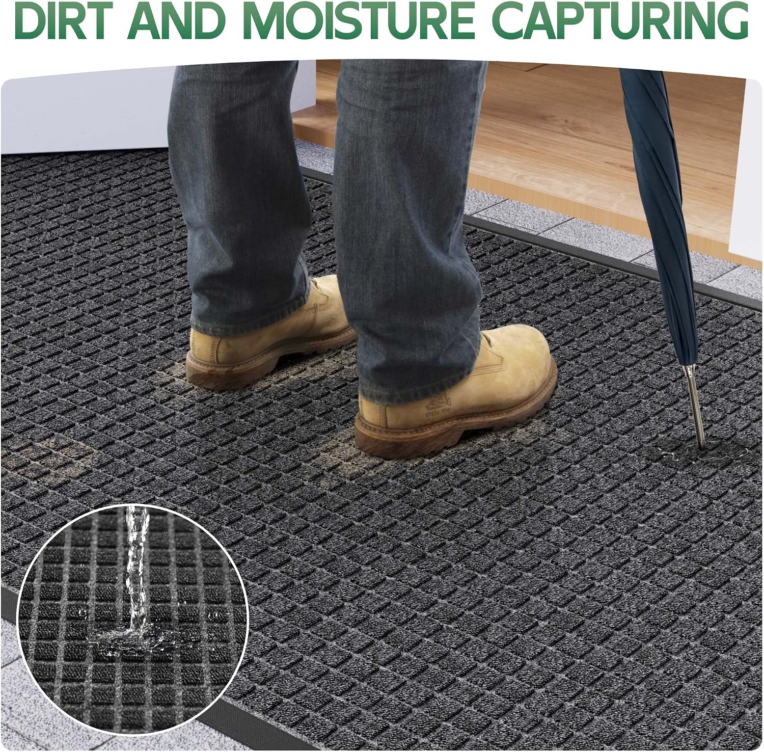 Detalle de 100pointONE 72 x 48-Inch Outdoor Doormat, Woven Polypropylene, Low Profile