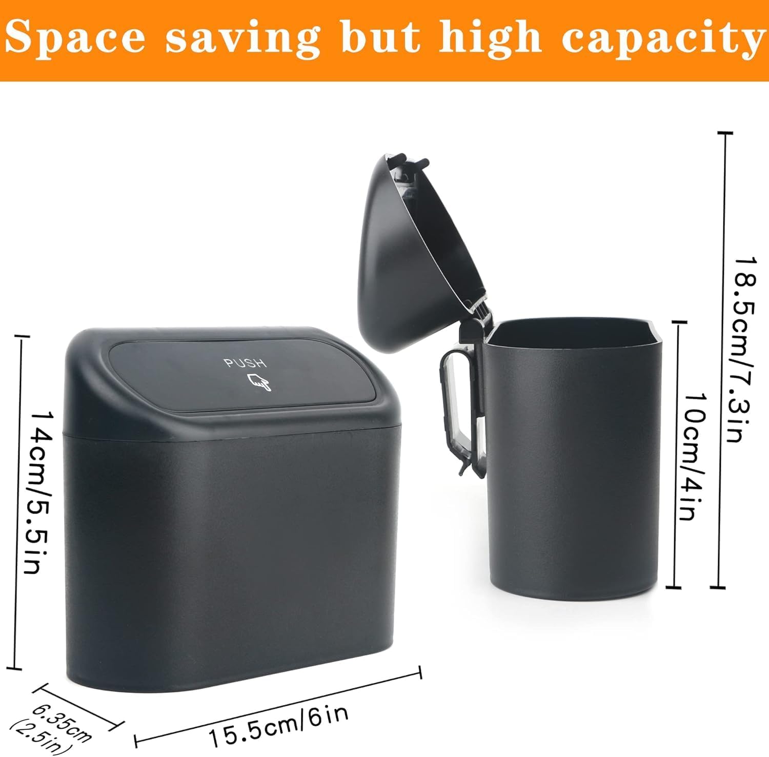 Detalle de Einesin 2Pcs Car Trash Can with Lid – Compact 1.4L Car Organiser Bin (Includes 120 Bags)
