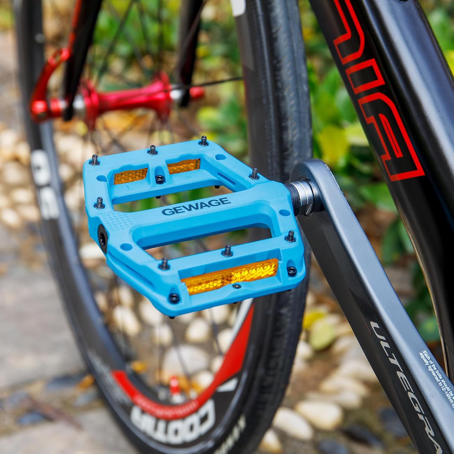 Thumbnail 1 de GEWAGE Pédales de vélo en fibre de nylon avec réflecteurs – compatibles 9/16 et roulements étanches