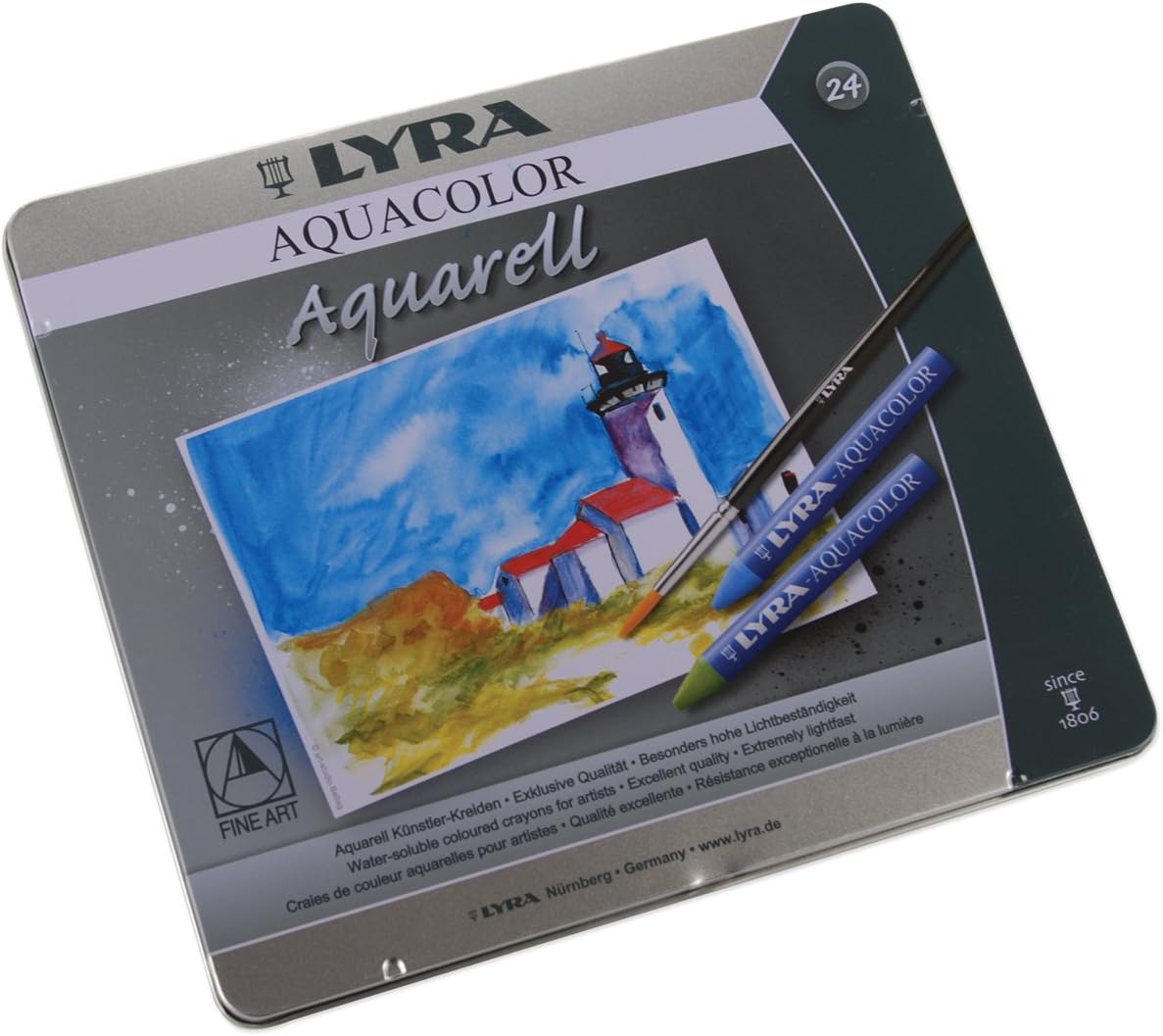 Detalle de LYRA L5611120 Scatola Metallo 12 Aquacolor – Pastelli a cera per acquerello