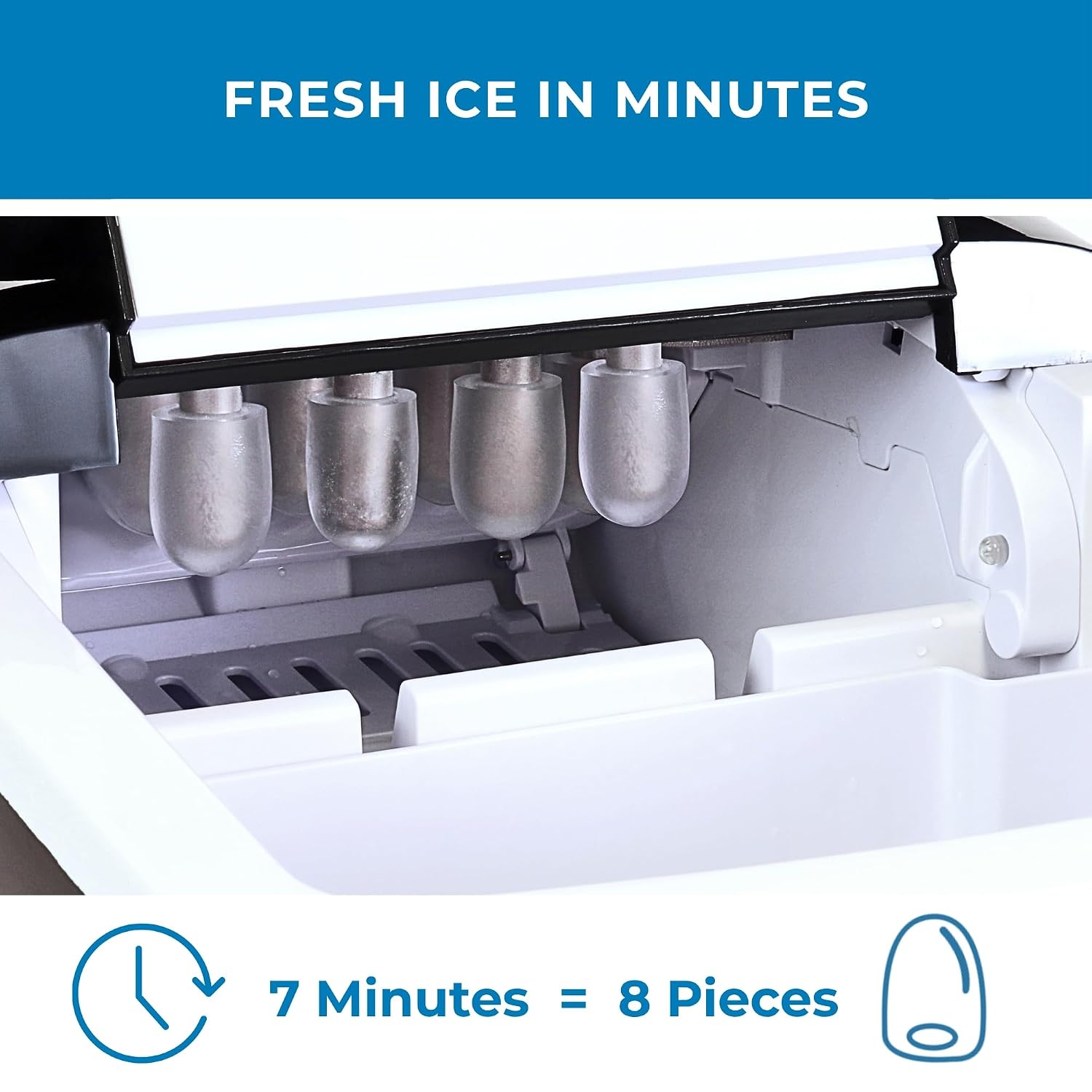 Detalle 1 de Koolatron KIM26B AZ2 Countertop Ice Maker with Handle, 26 lb/Day, Black
