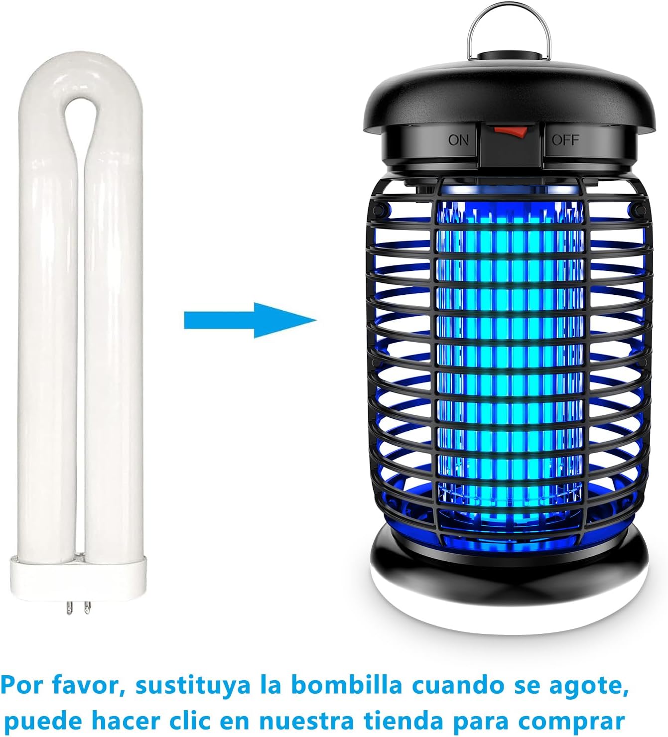 Detalle 2 de seenlast Lámpara antimosquitos eléctrica 15W UV 4200V con LED, IPX4 (80–140 m²)