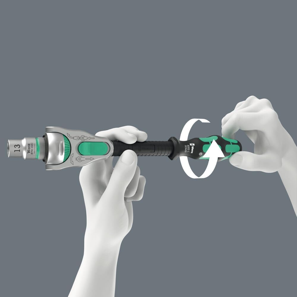 Detalle de Wera 8000 C: Cricchetto Zyklop con attacco 1/2" – testata orientabile e funzione rapido