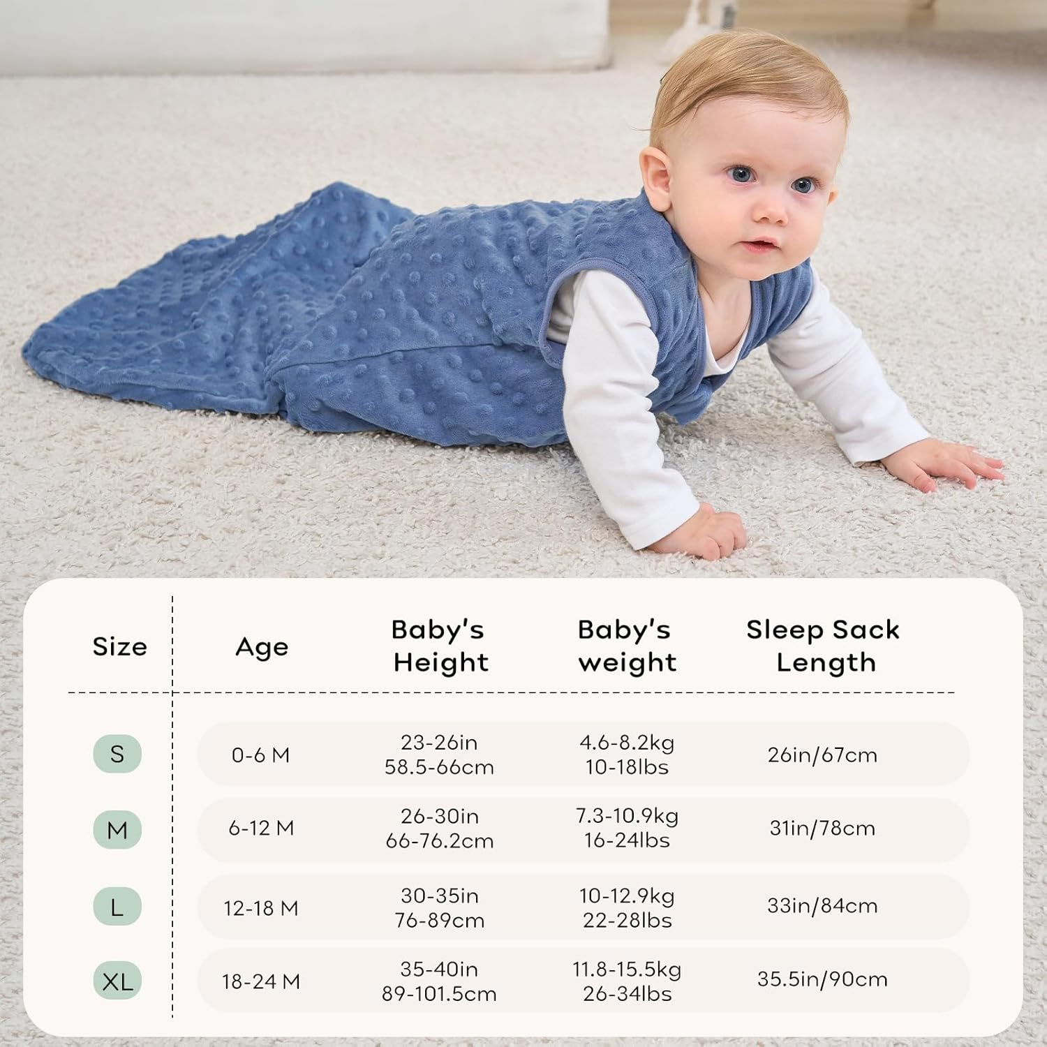 Thumbnail 5 de Unnivoll Babyschlafsack 1,5 Tog (18–24 Monate) im 2er-Set – für Winter/Herbst, 90 cm, Blau & Grün