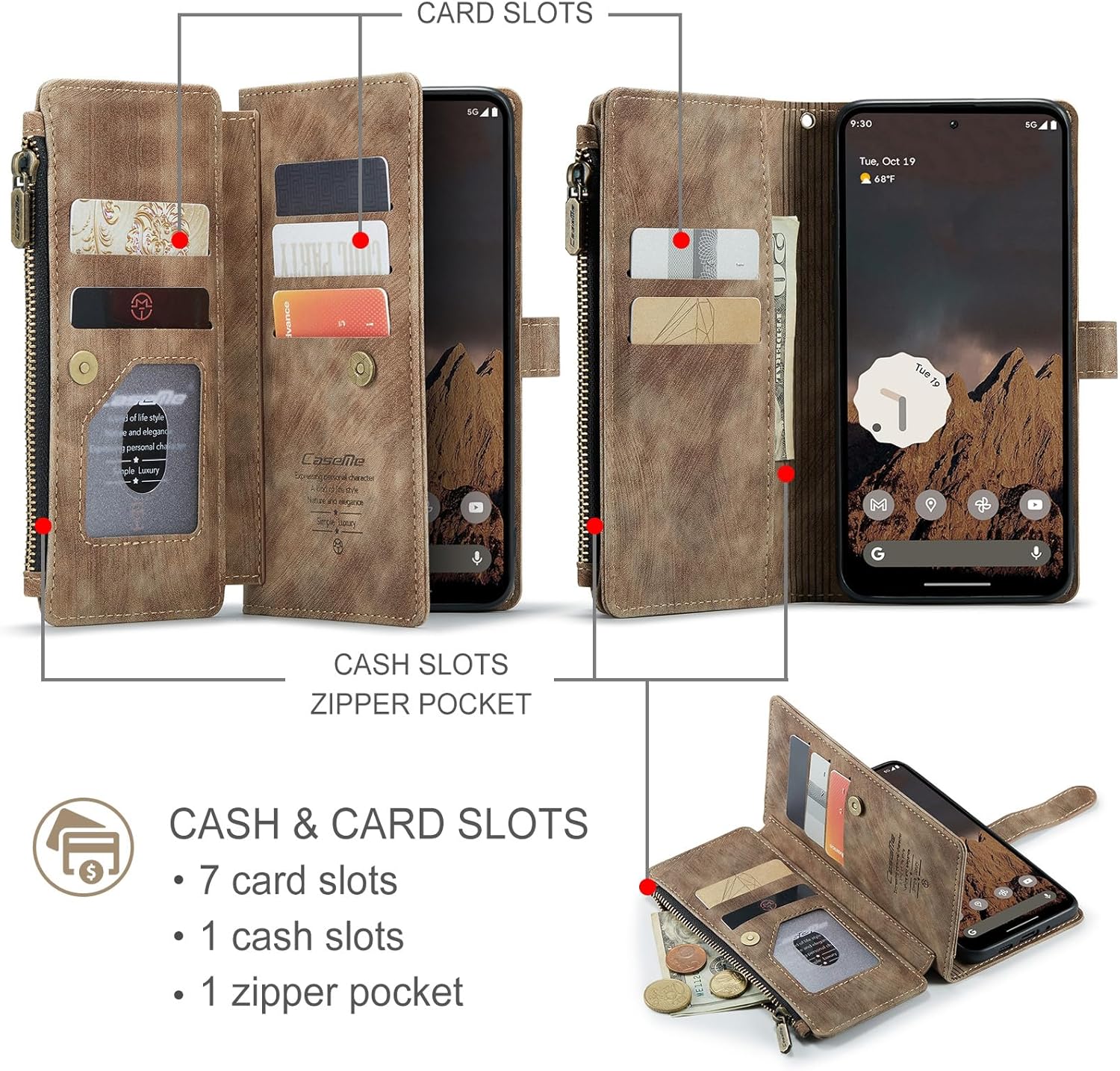Thumbnail 4 de SeGinn PU Lederhülle für Google Pixel 10/10 Pro – Brieftaschehülle mit Kartenfach, Trageband und Standfunktion