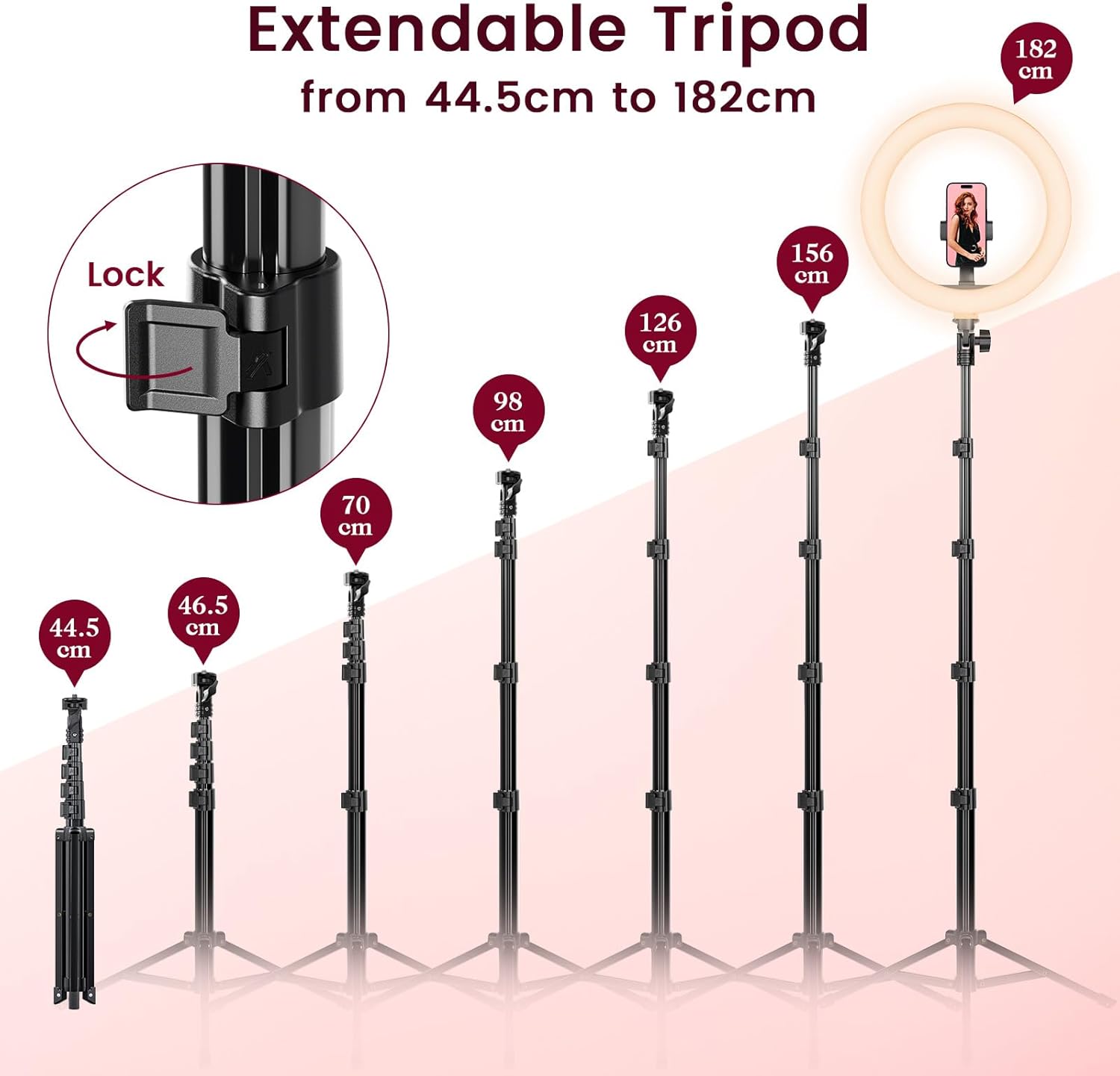 Thumbnail 2 de 10 Zoll Ringlicht 61 Zoll Stativ für Videos