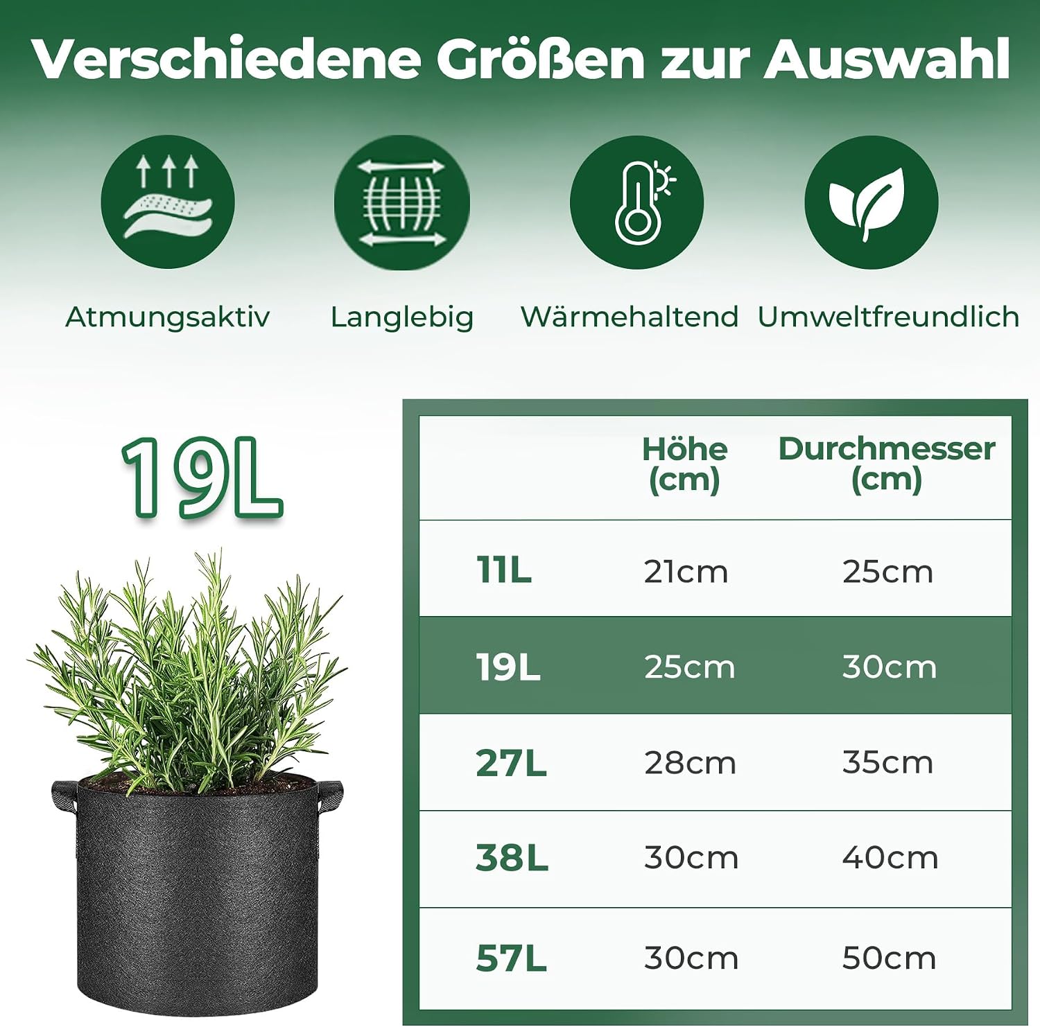 Detalle 1 de T4U Kartoffel Pflanzsack 27 L, 5er Set