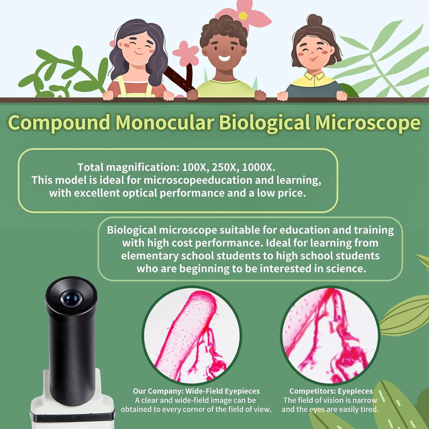 Detalle 2 de Microscope monoculaire 100-1000x pour école 🔬