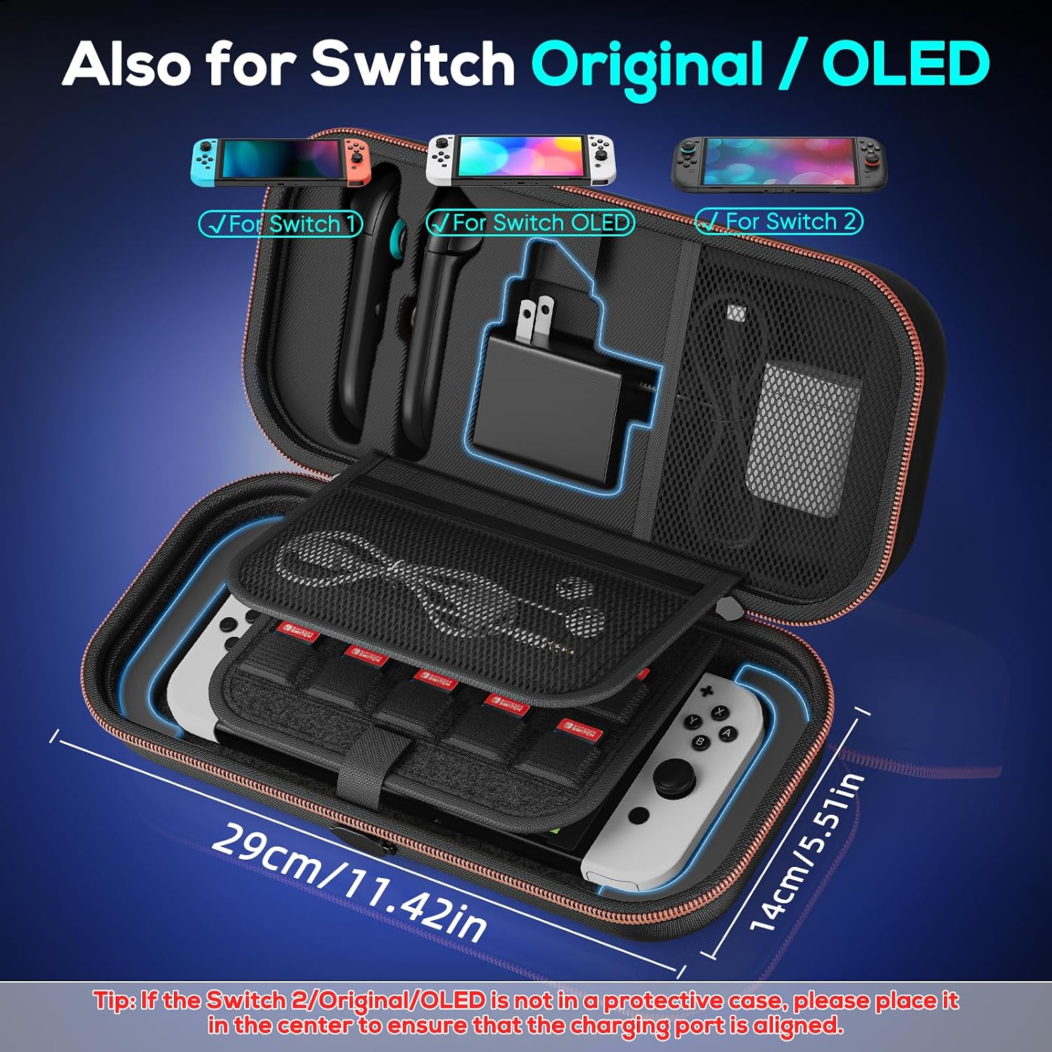 Thumbnail 5 de Charge Inside Carry Case for Nintendo Switch 2, 22-game storage