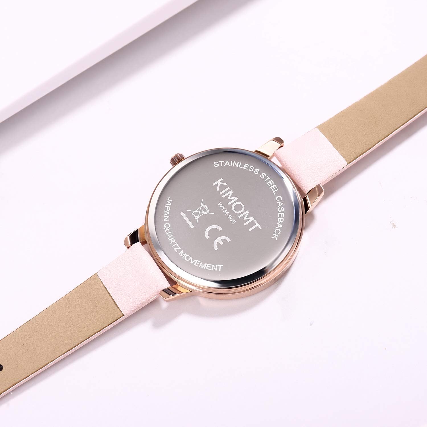 Detalle de KIMOMT Damenarmbanduhr mit Lederband und Quarzwerk – wasserdicht für Alltag & Anlass