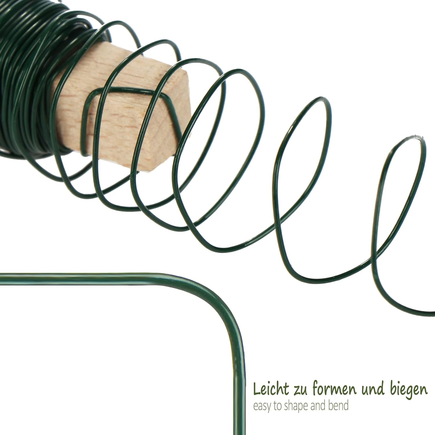 Detalle 2 de com-four 10x Blumenwickeldraht-Set (geglüht), Bindedraht auf Holzstab gewickelt, 0,65 mm, 1000 g