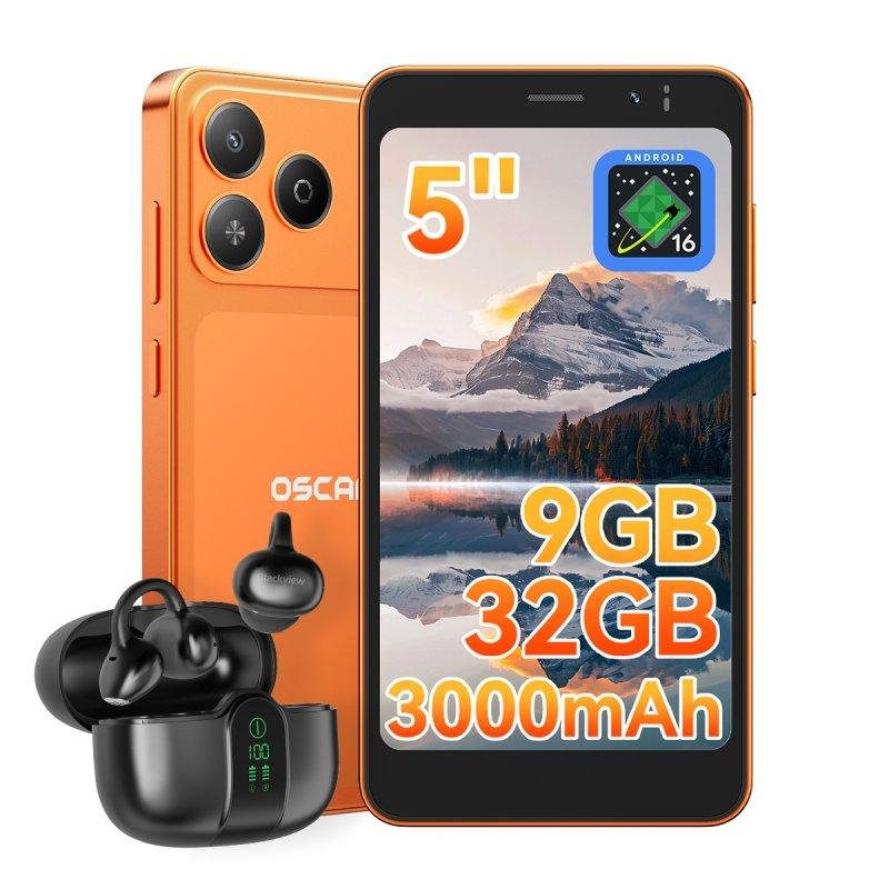 Detalle de OSCAL Flat 3C Mini 4G — smartphone compacto, ligero y fiable (5", 3GB/32GB, naranja)