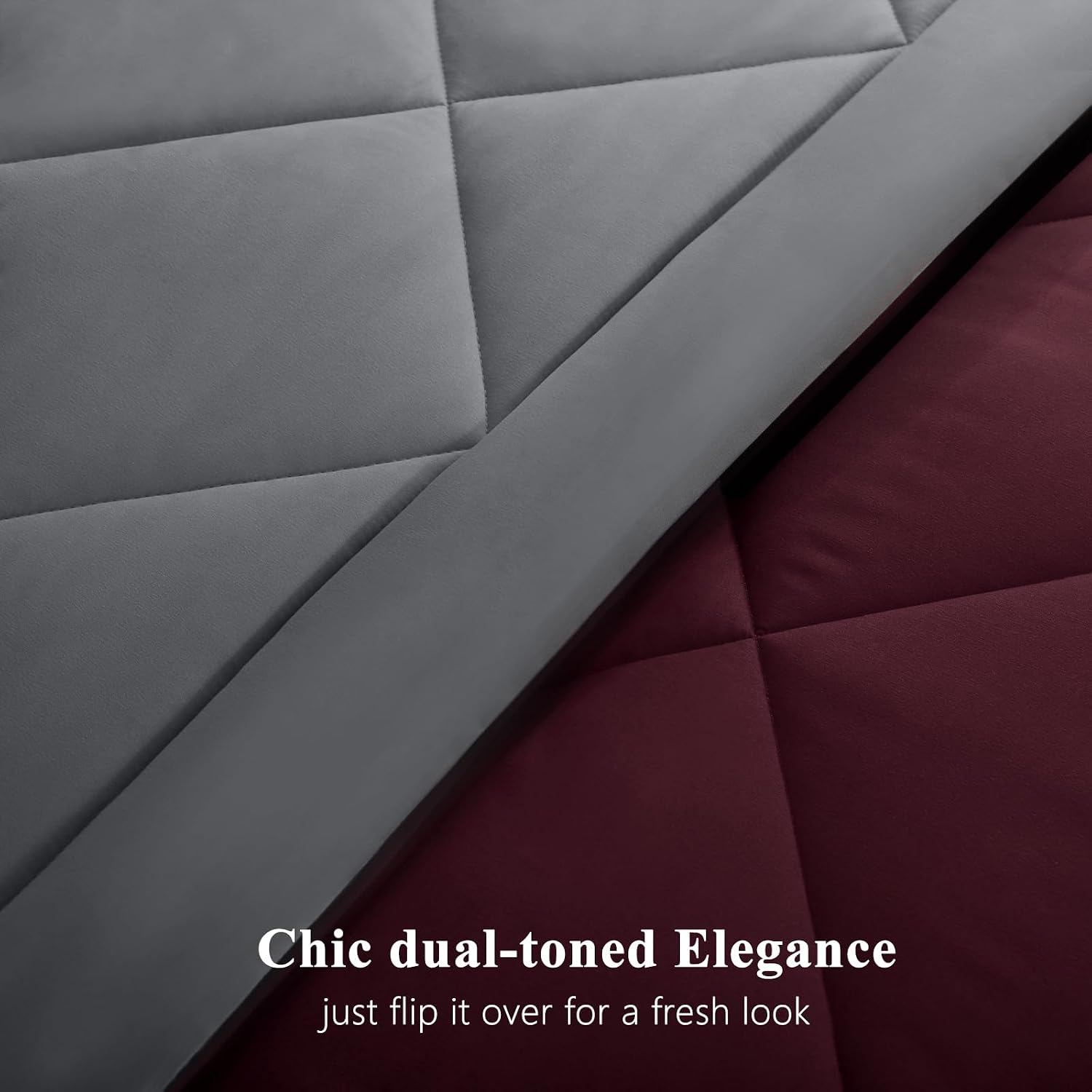 Thumbnail 5 de Aisbo Coverless Duvet King Size 10.5 Tog – 230 x 220 cm in Burgundy Red, Reversible with 2 Pillowcases