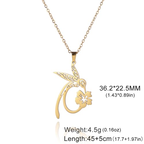 Detalle de Dreamtimes Collar colgante Colibrí Cardenal con flor (oro) para mujeres