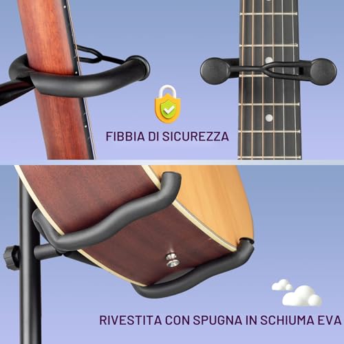 Detalle 2 de CAHAYA Supporto per Chitarra da Terra CY0321: stand pieghevole a due strumenti con altezza regolabile