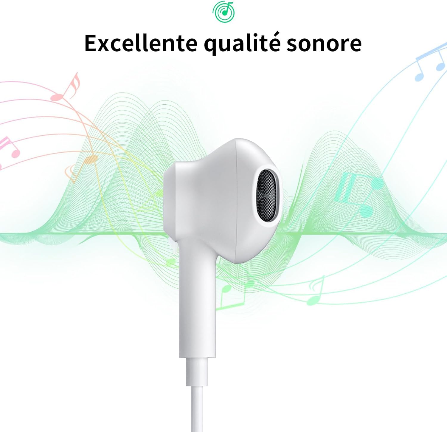 Detalle de Ecouteurs Filaires USB Type-C avec micro et contrôle du volume – compatibles multi-appareils