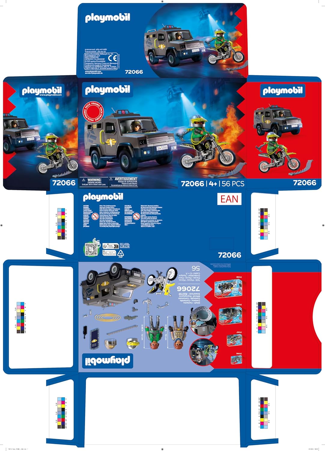 Thumbnail 6 de Playmobil City Action 72066 Veicolo SWAT con agente, motocicletta e striscia chiodata