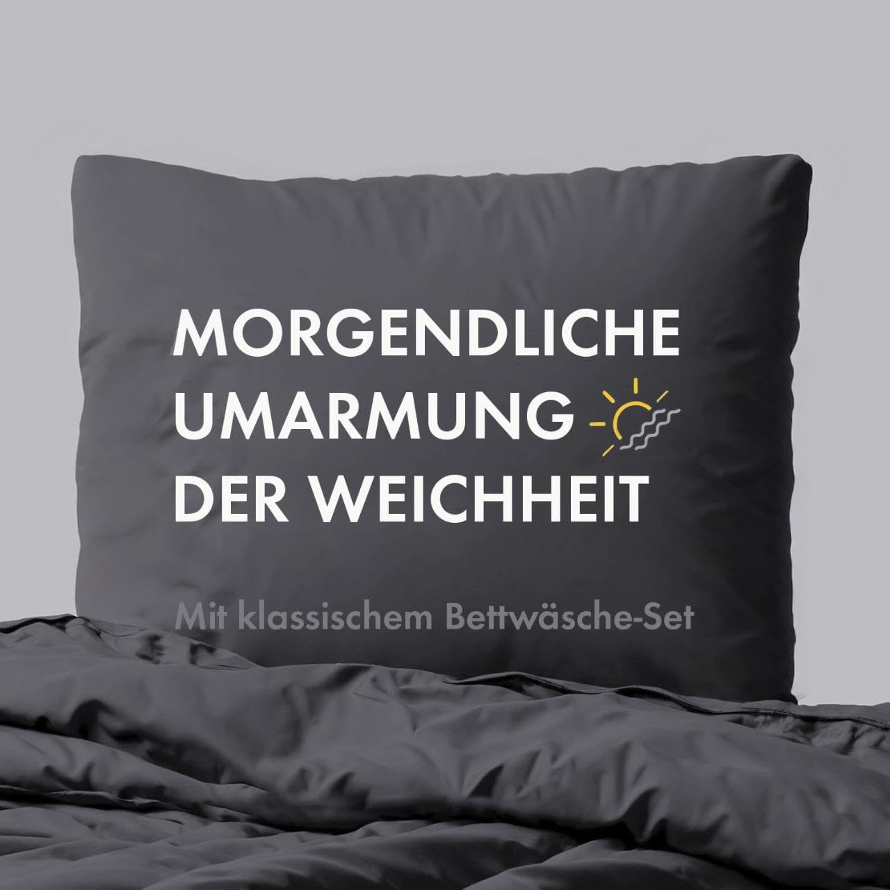 Thumbnail 1 de Sleeptime Bettwäsche 135x200 4-teilig (100% Baumwolle) Anthrazit Grau – 2x Bettbezug + 2x Kissenbezug