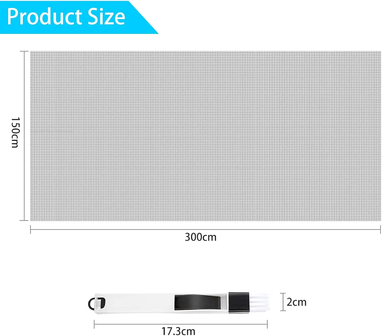 Detalle 2 de Fillis Fly Screens Windows 150x300cm – Fibreglass Window Screen Mesh for Insects