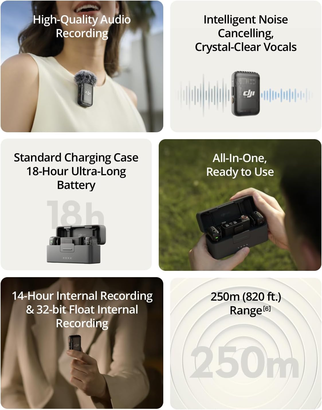 Detalle de DJI Mic 2 (2 TX + 1 RX + Charging Case) — All-in-One Wireless Microphone