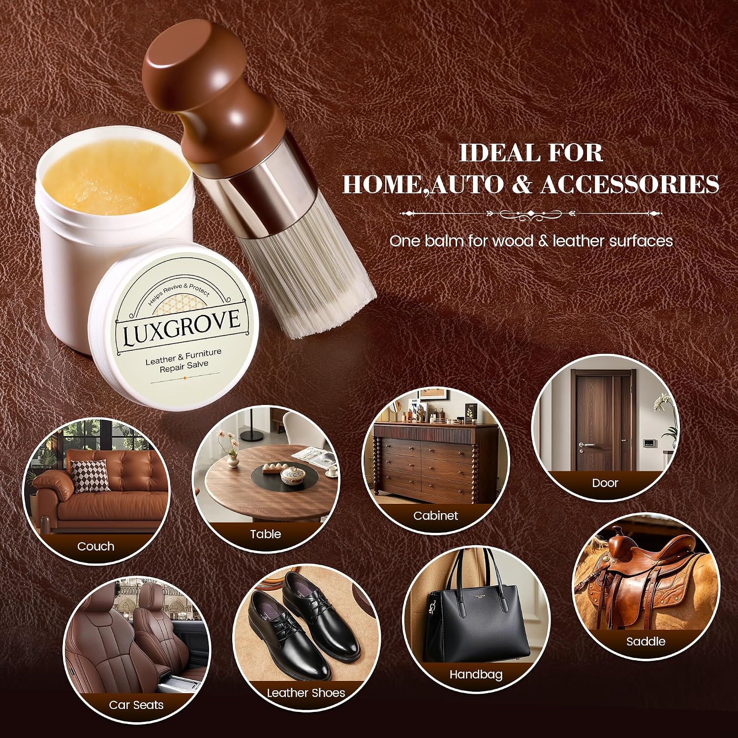 Thumbnail 6 de LUXGROVE Wood & Leather Furniture Salve, 8 oz Conditioning Balm