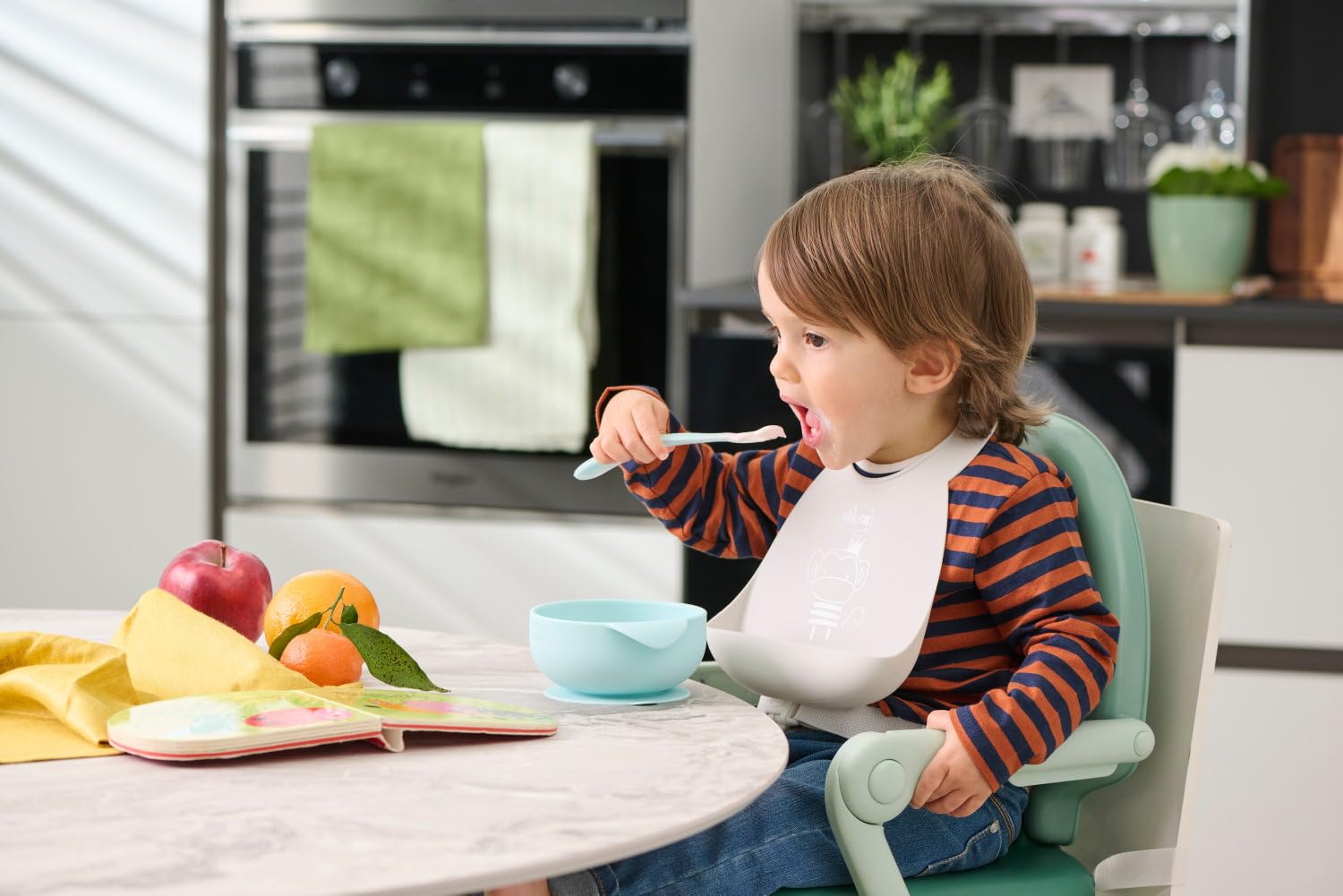 Thumbnail 1 de CHICCO Silikonlätzchen Grau mit Auffangschale – faltbar & wasserfest