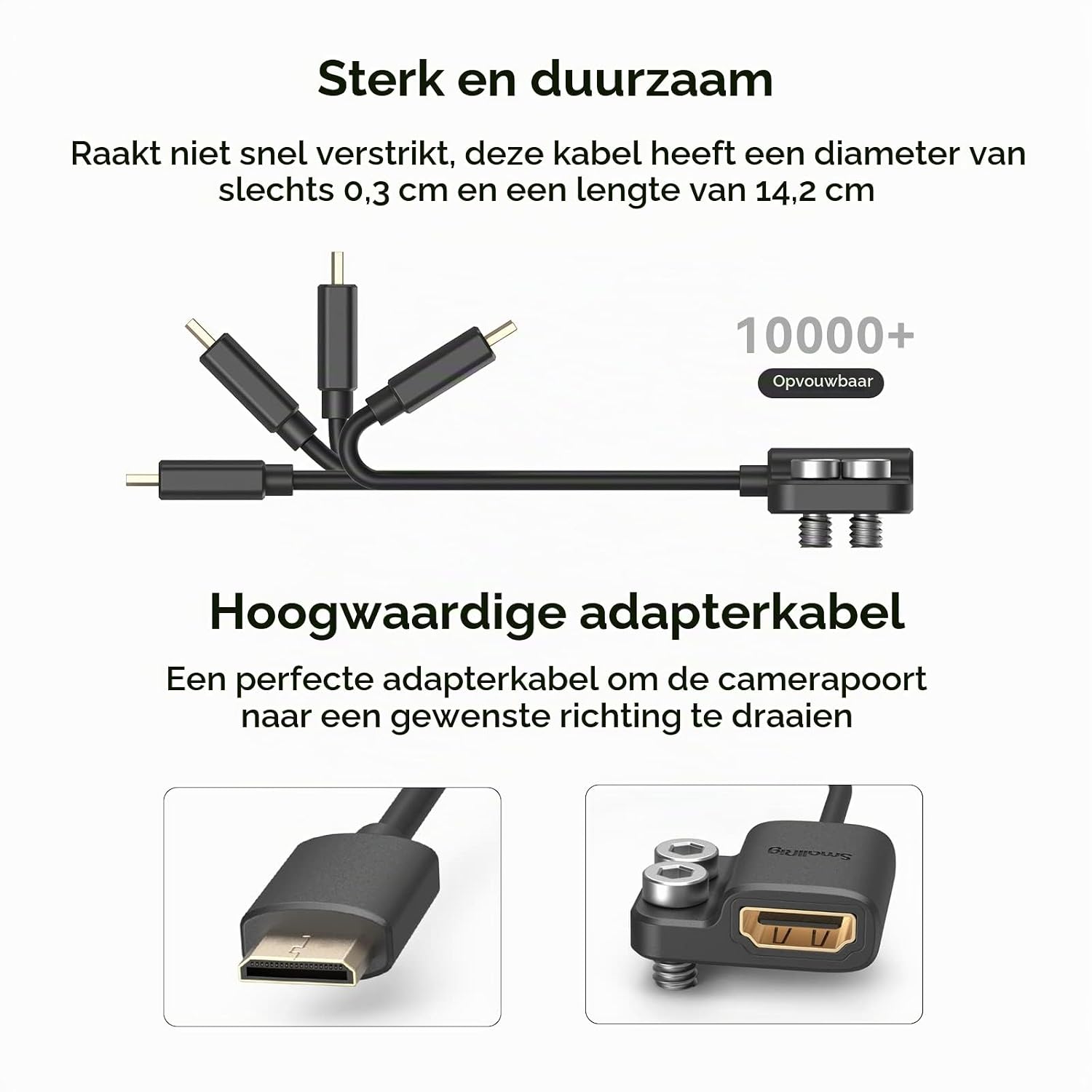 Thumbnail 3 de SMALLRIG 3020 Mini-HDMI-adapterkabel, 14 cm, 4K bij 60 Hz