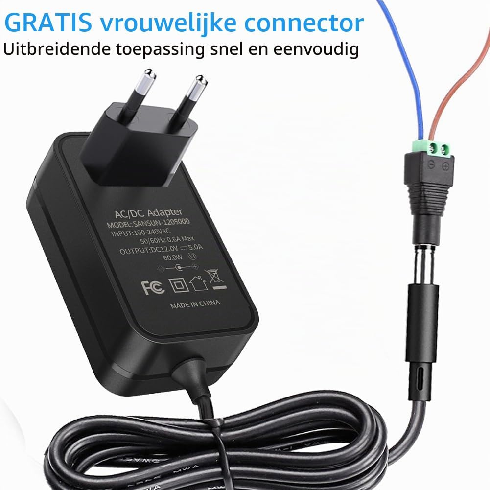 Thumbnail 3 de SANSUN brick 12V 5A 60W-netadapter voor ledstrips, set van 5