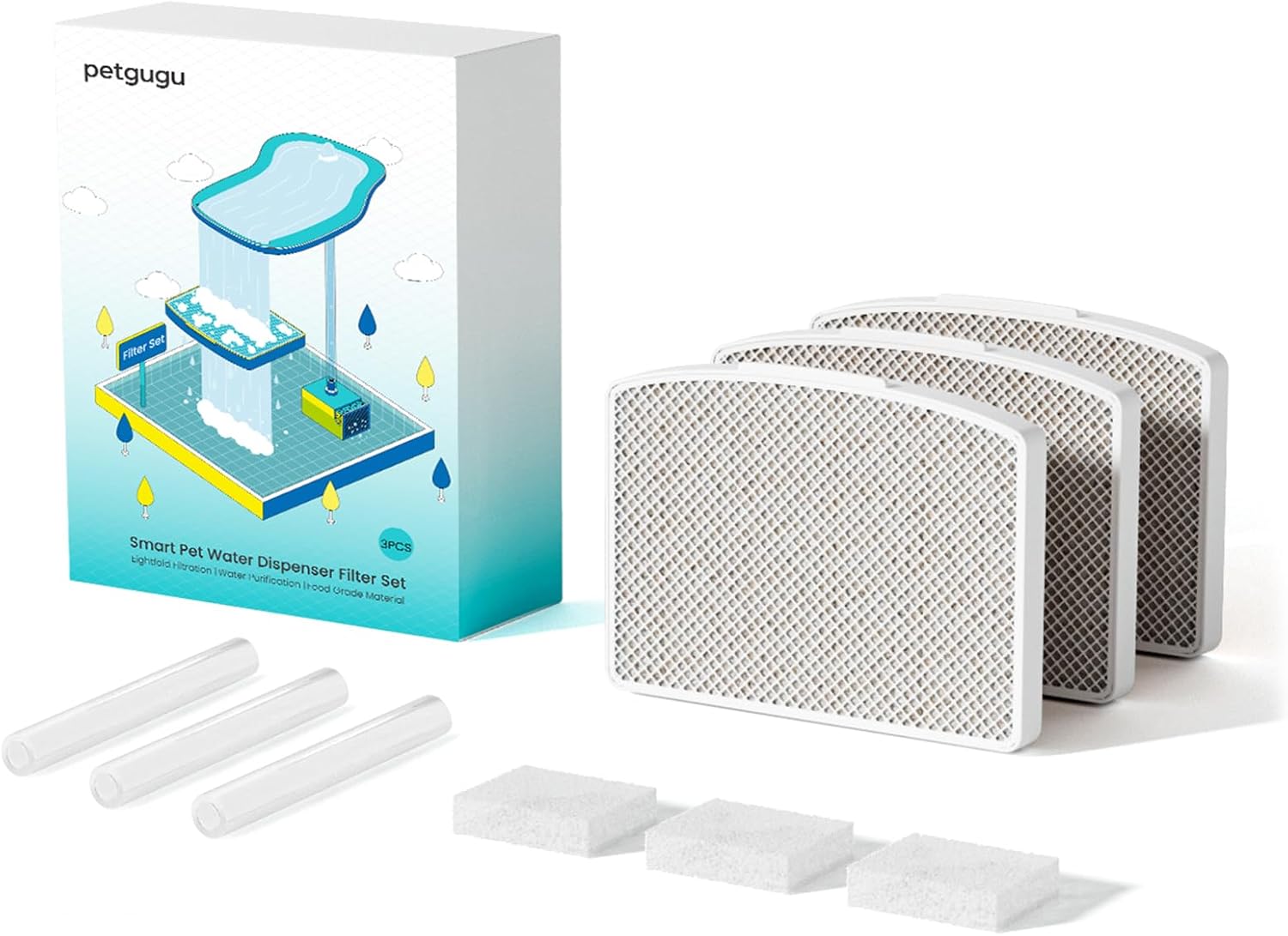 Detalle de PETGUGU PF1 e PF1L: set 3 filtri per fontanella per gatti con 8 strati