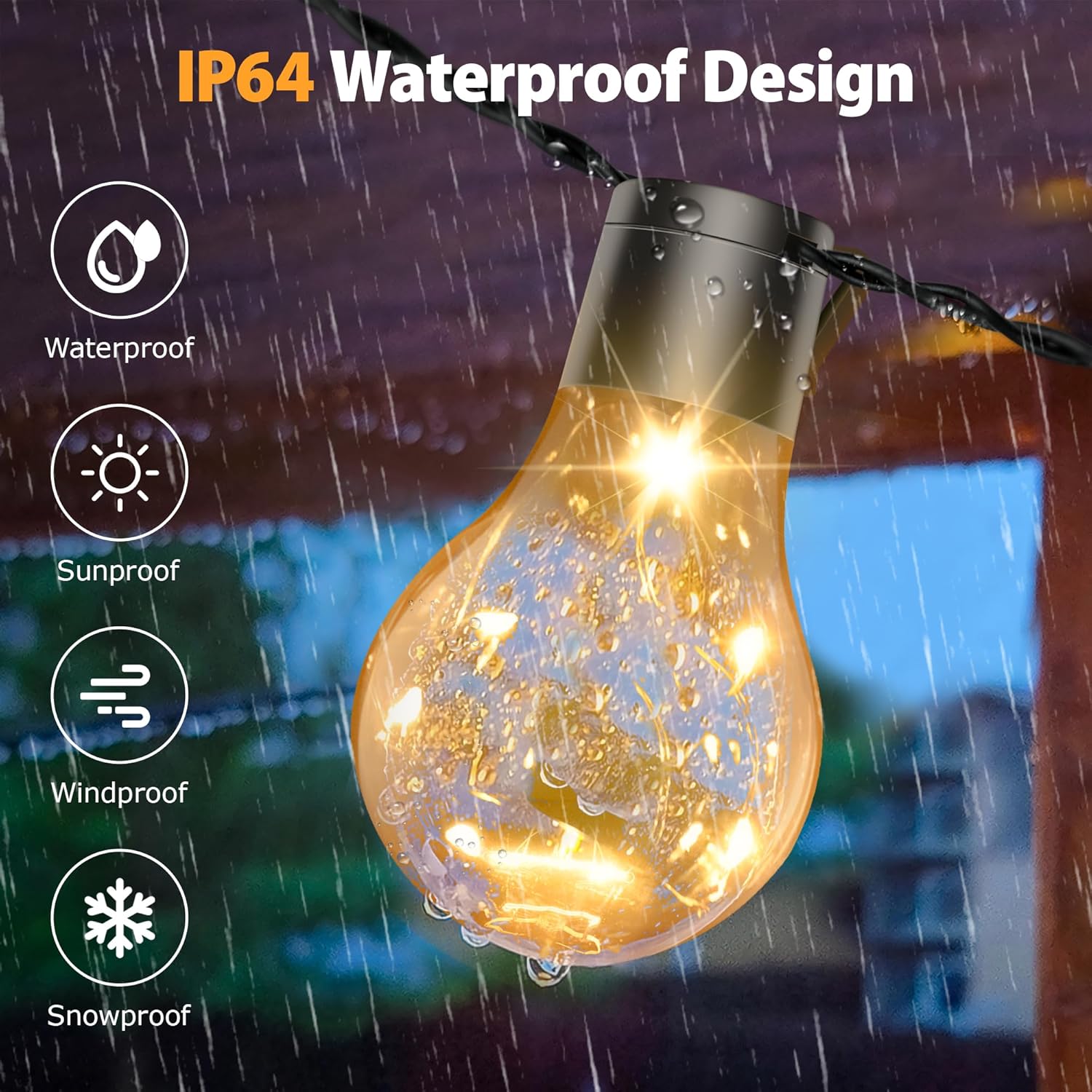 Thumbnail 2 de DSLebeen Catena Luminosa Esterno 9M/30FT LED con Batteria, 12 Lampadine A60 – Decorazione per Giardino e Casa