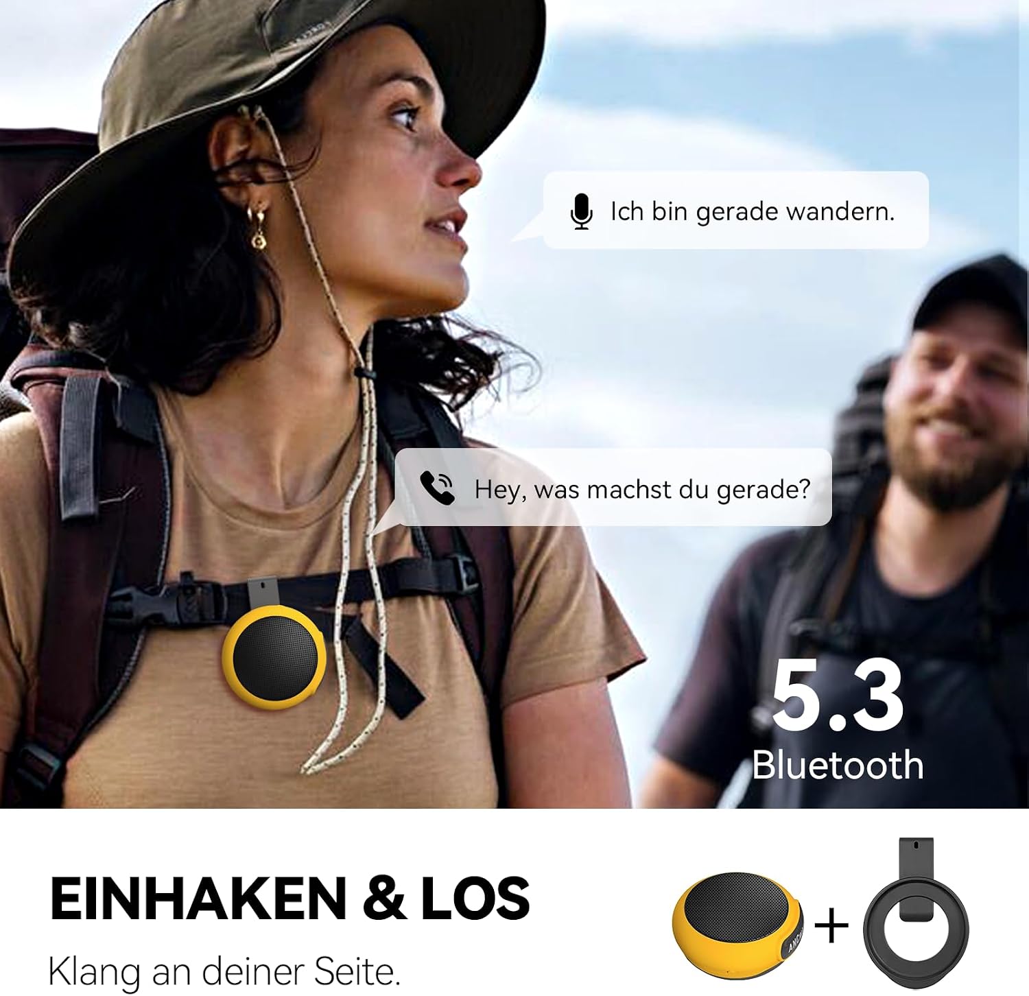 Detalle de ANCwear Tragbarer Bluetooth 5.3 Mini-Lautsprecher mit Mikrofon – Neuartige Wearable-Lösung für Sport und Alltag