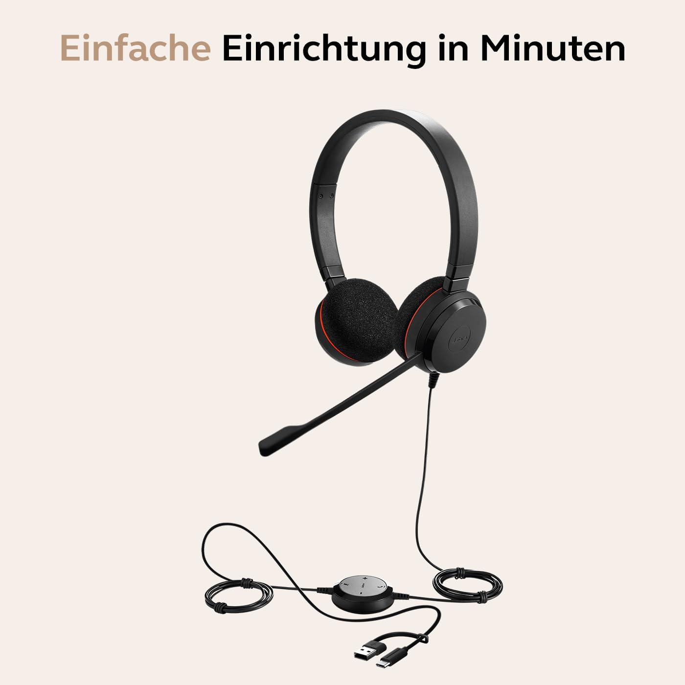 Thumbnail 5 de Jabra Evolve 20 Stereo Headset – Microsoft zertifizierte Kopfhörer für VoIP Softphone (USB-C/A)