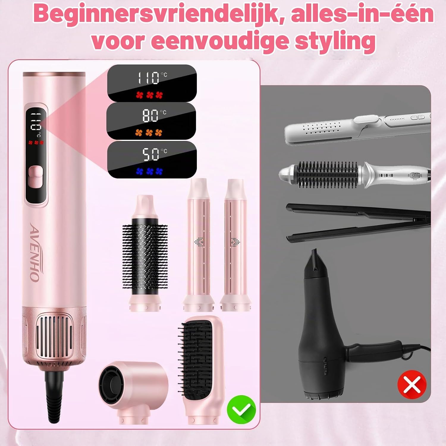 Thumbnail 5 de AVENHO WT-665 5-in-1 föhnborstel met Auto-Wrap-krullers, ionentechniek en LCD-display