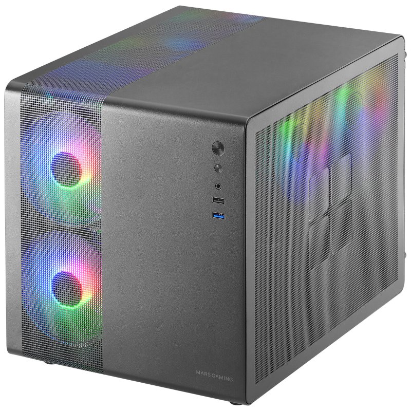Detalle de Mars Gaming MC-400 FRGB MicroATX con cristal templado y USB 3.0 – Negra
