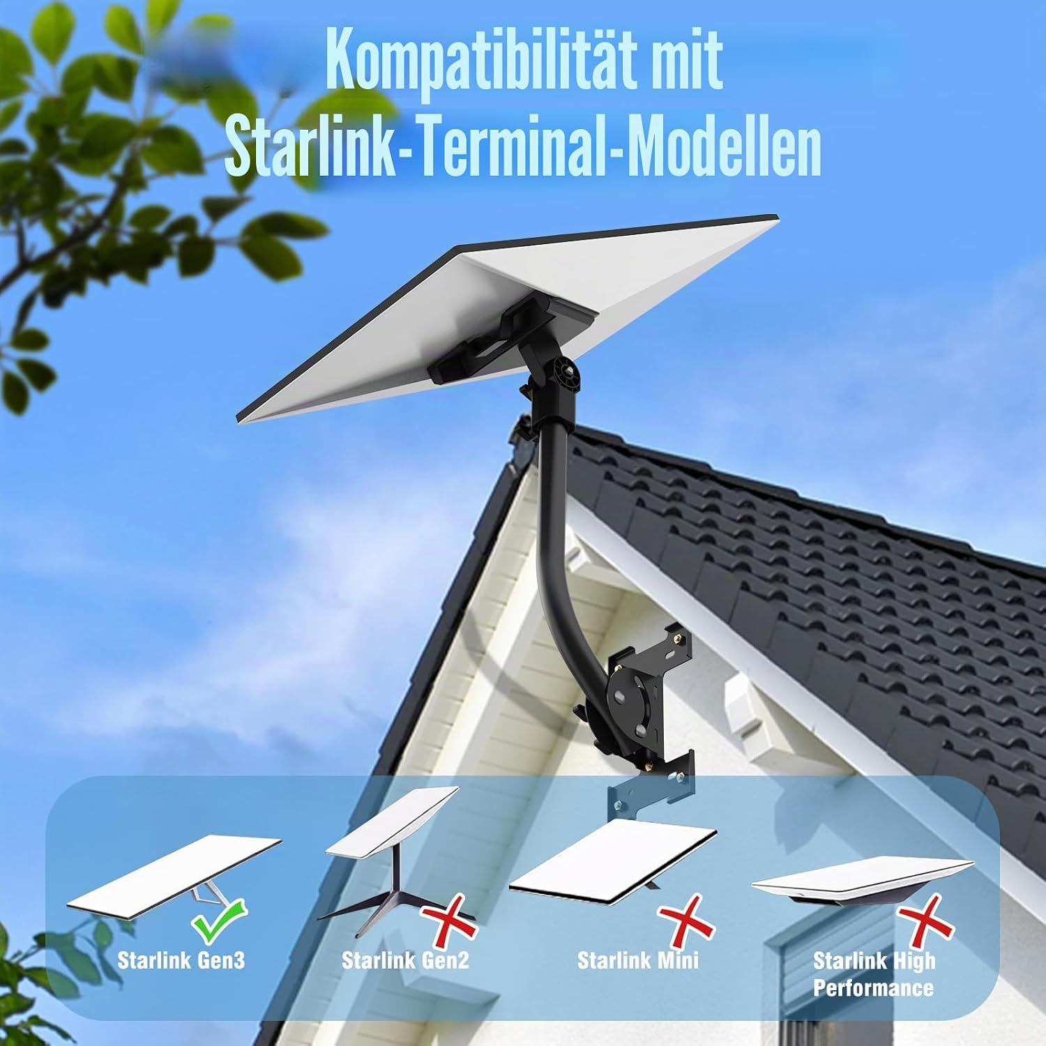 Thumbnail 6 de Anautin Starlink Gen 3 Halterung – verstellbares 180°-Installationsset für Holz- und Wandmontage
