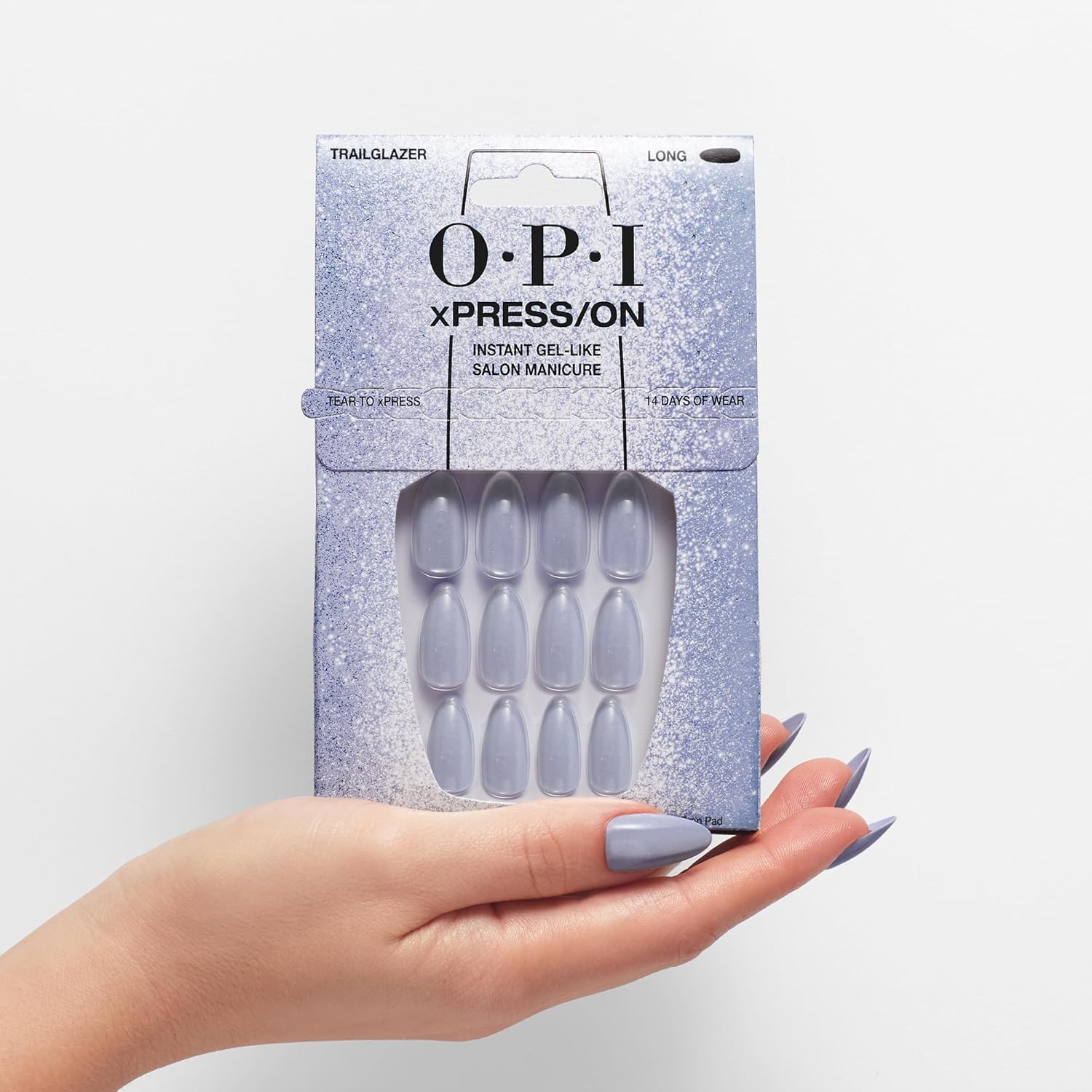 Thumbnail 4 de OPI xPRESS/ON Press On Nails Glitter & Shimmery – long & short, round & oval sets with nail glue (30 pcs)
