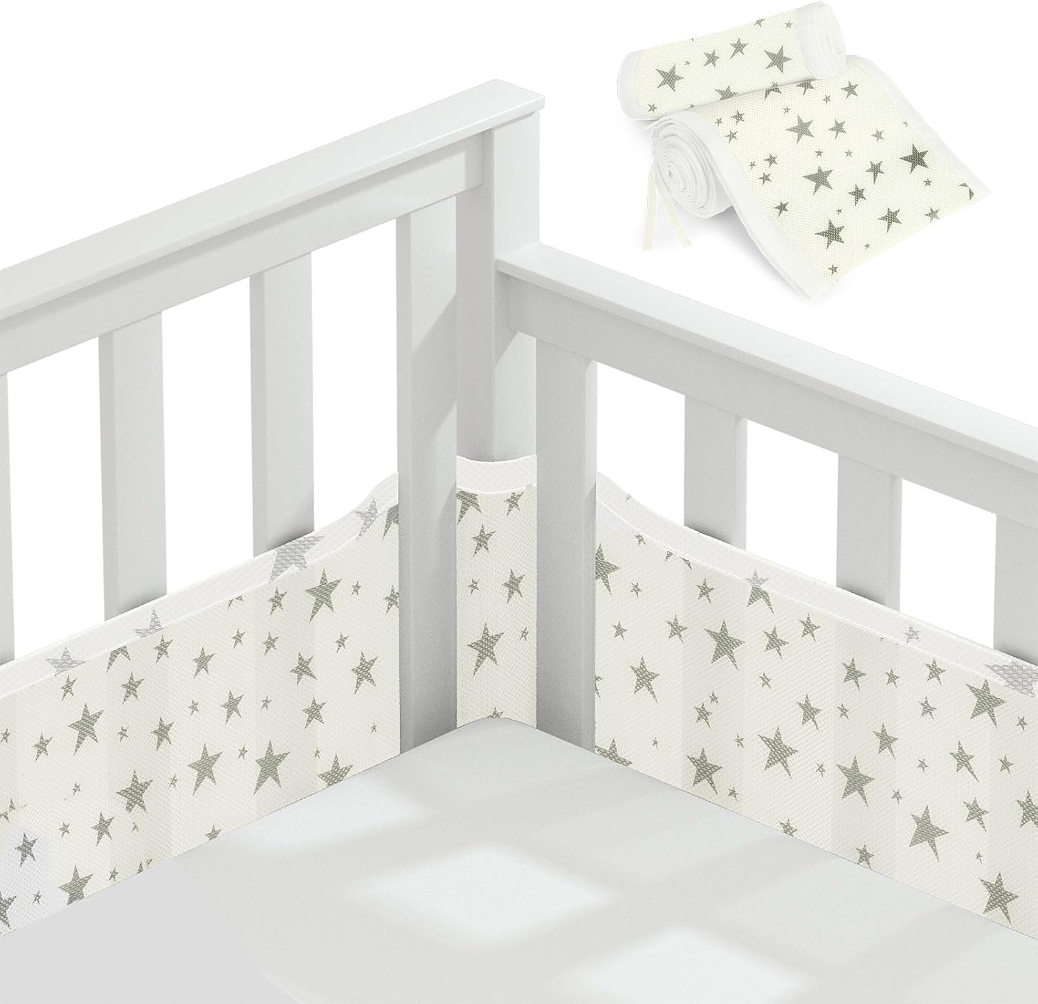 Detalle de Vicloon V-BKCW-WJX-FBA Baby Cot Bumper with 3D Mesh, Four-Side Coverage
