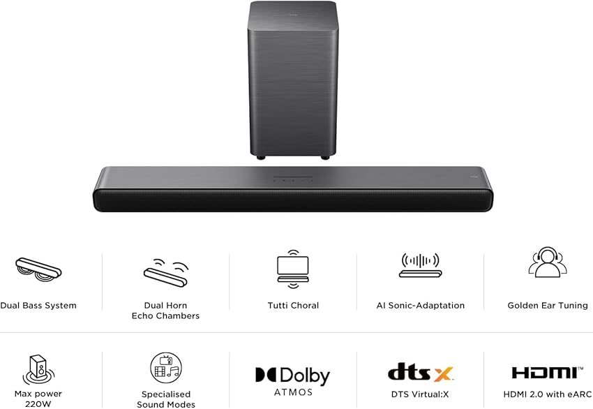 Detalle 2 de TCL S55HE Barra de sonido Dolby Atmos 220 vatios