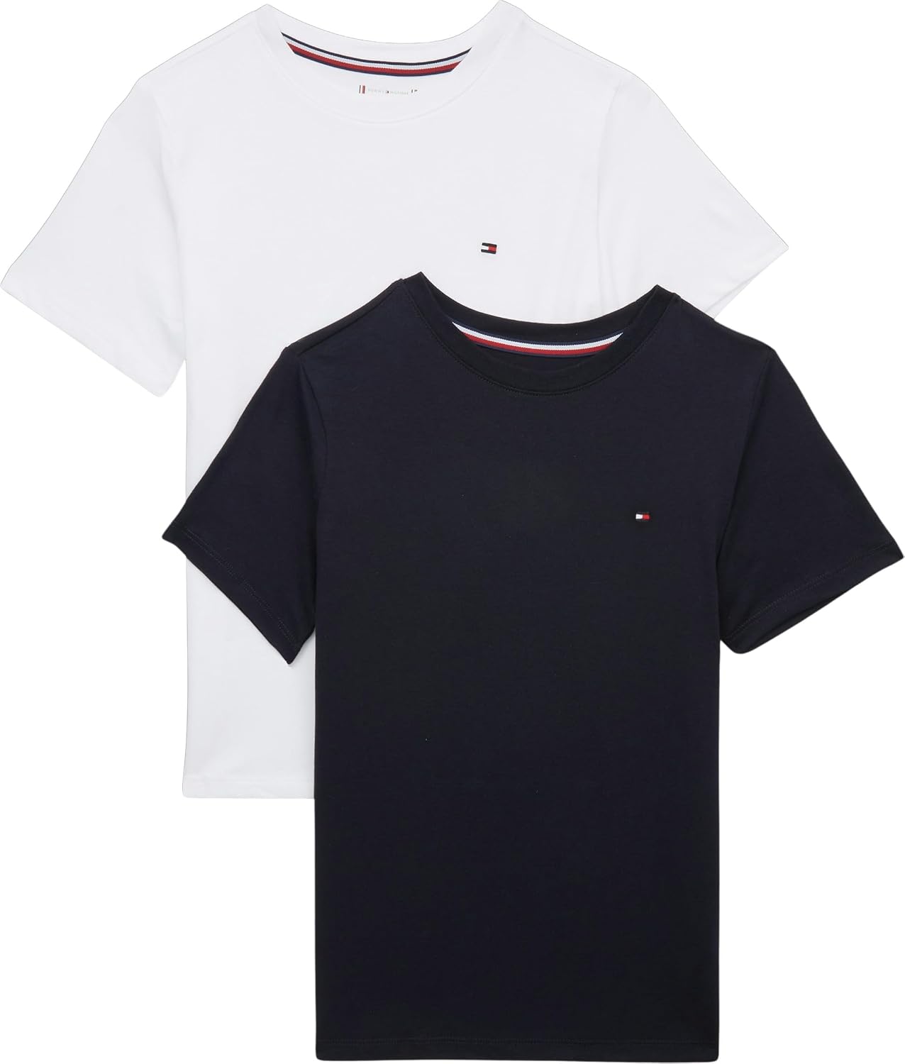 Detalle de Tommy Hilfiger Jungen 2er Pack T-Shirts Kurzarm Rundhalsausschnitt – Desert Sky/White, 12–14 Jahre