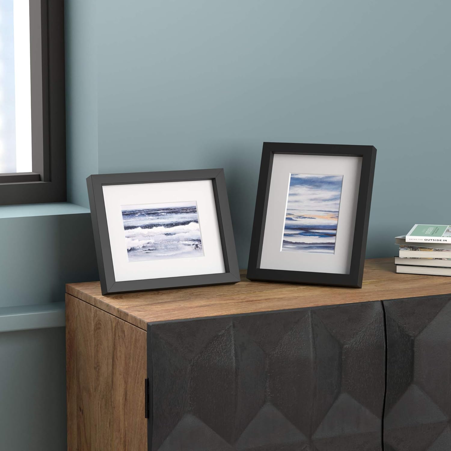 Thumbnail 6 de Amazon Basics Rectangular Photo Frame With Mat, 20x25cm & 13x18cm Matted, 2-Pack (Black)