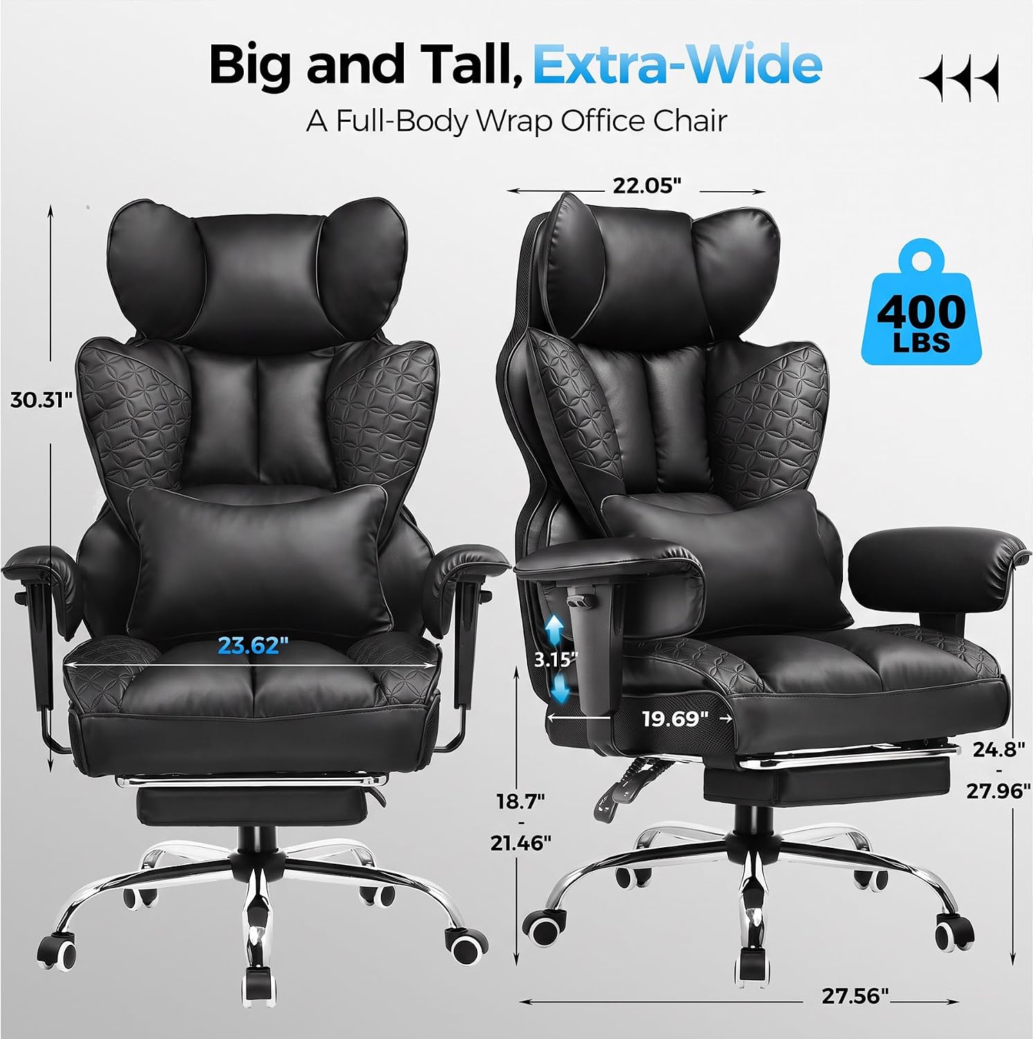 Detalle 2 de GTPLAYER Gaming Chair, 400 lb Capacity