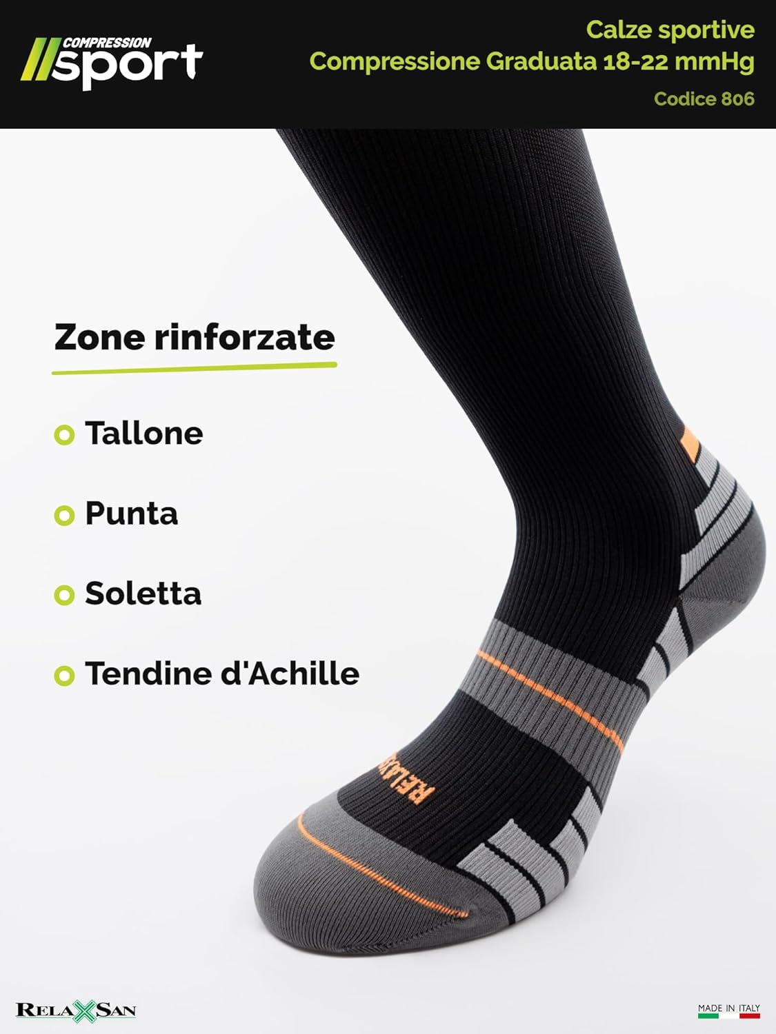 Thumbnail 4 de Relaxsan Calze Sportive Uomo e Donna a Compressione Graduata 18-22 mmHg (Made in Italy) 806