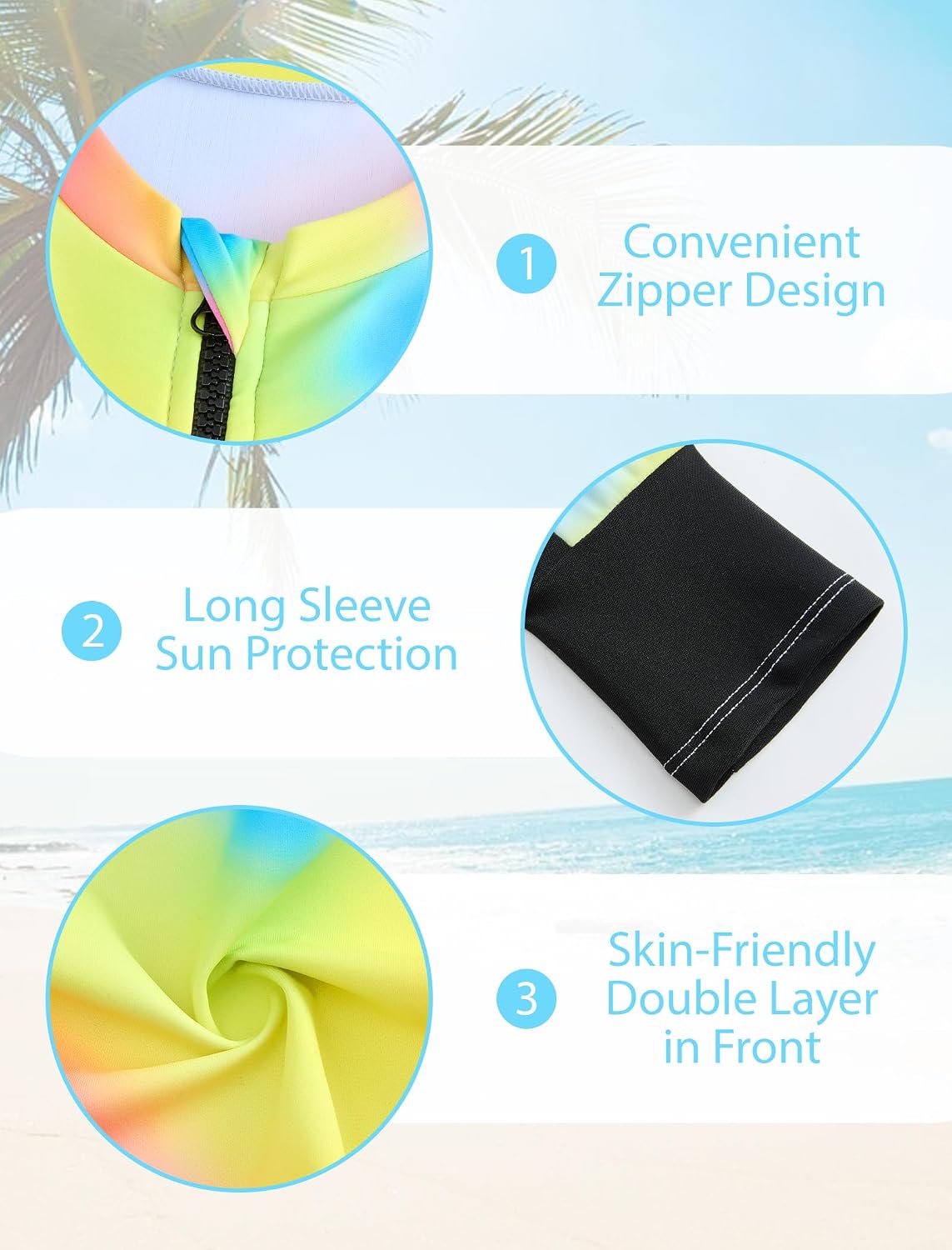 Thumbnail 6 de JiAmy Mädchen Badeanzug Zweiteiler Set (Langarm UV-Schwimmshirt mit Badehose) für 7–12 Jahre, Gr. 122–152