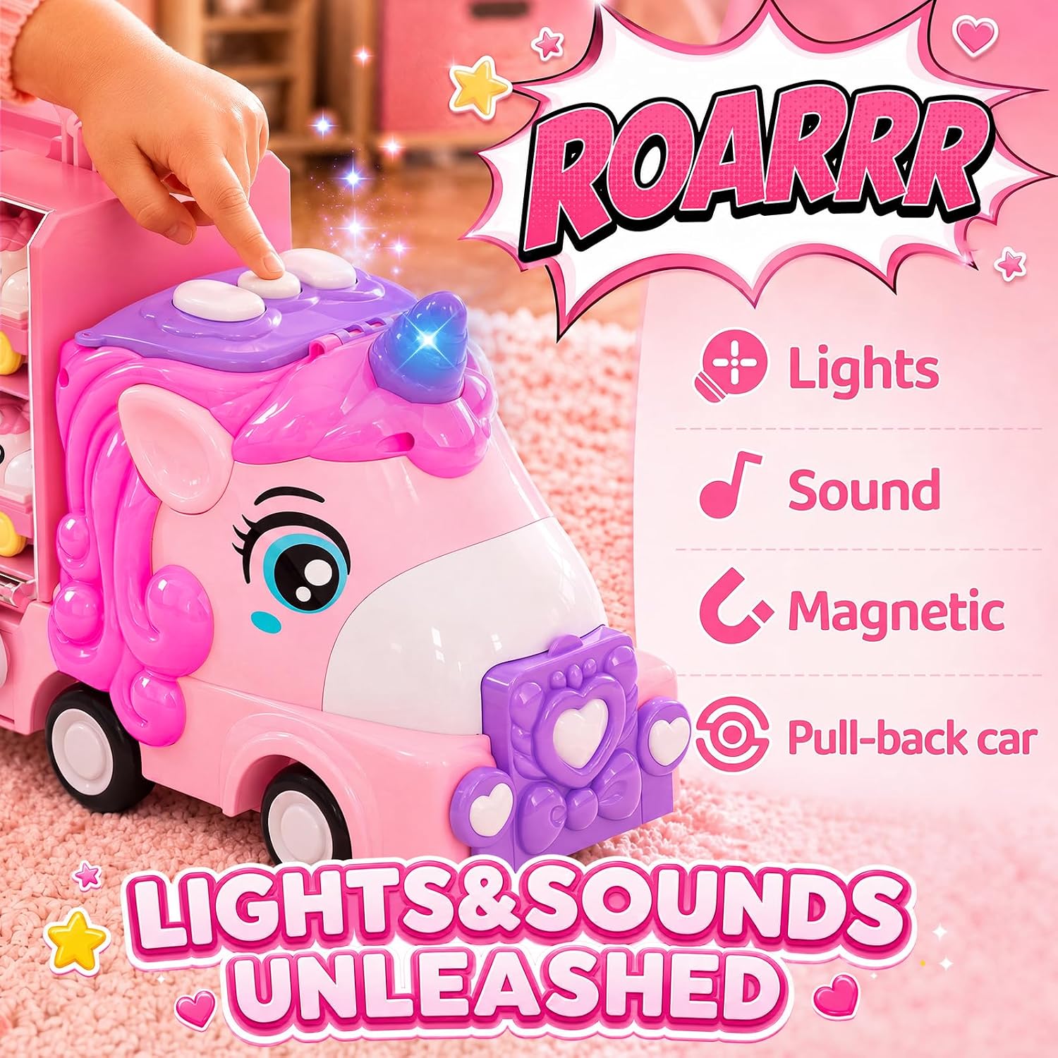 Detalle 1 de Liunkeng Unicorn Transport Truck Toy