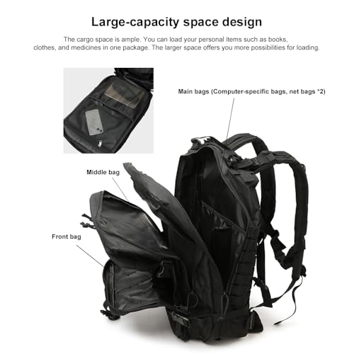 Thumbnail 3 de smallrun Mochilas Tácticas Militares 45L (MOLLE) impermeable de 5 compartimentos