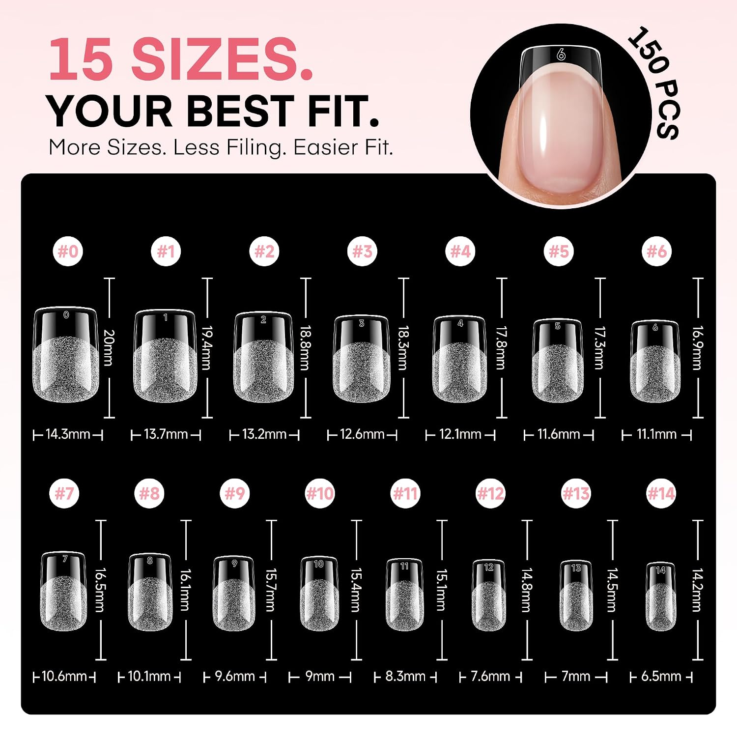 Thumbnail 6 de UNA GELLA Short Square Gel Nail Tips, 150 Pieces