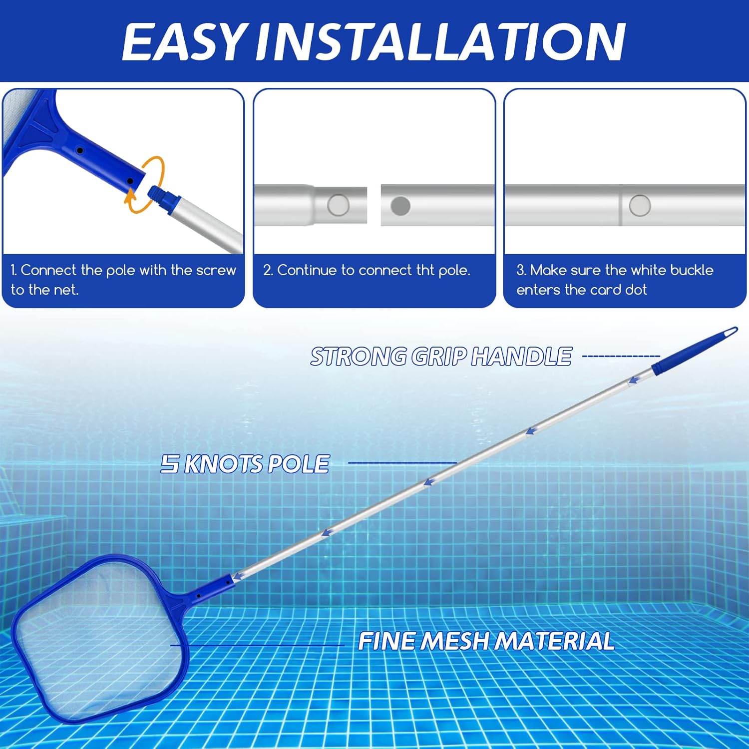 Detalle de Jsdoin Swimming Pool Skimmer Net 160cm