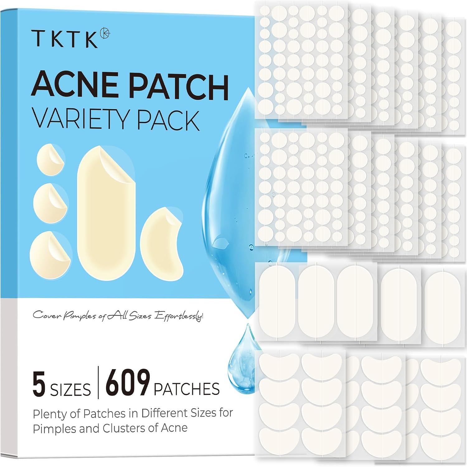 Detalle de TKTK 609 Pickel Patches Gesicht – Großpackung mit 609 Hydrokolloid-Patches in 5 Größen
